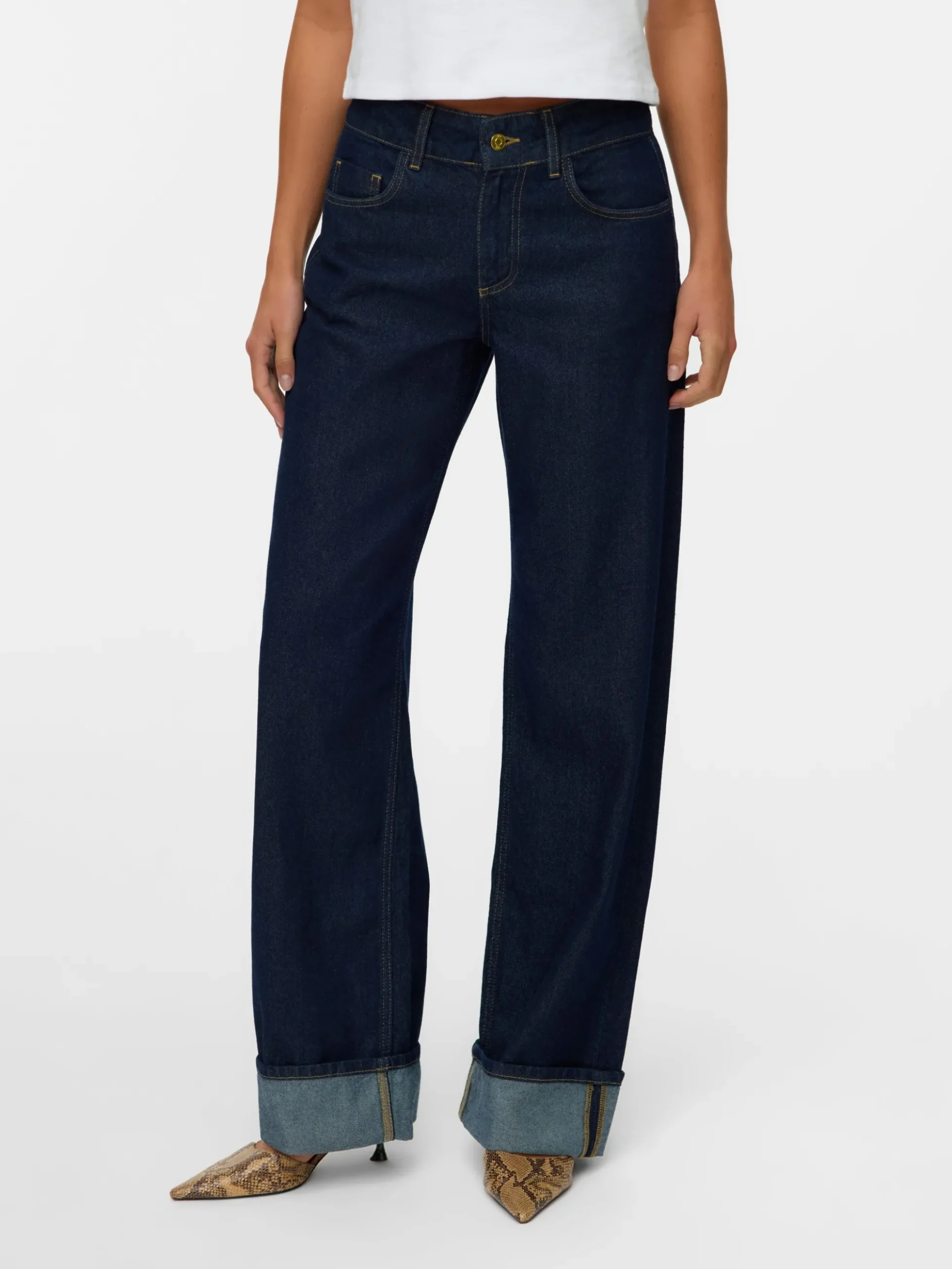 SNRANCY Mid Rise Weiter Beinschnitt Jeans