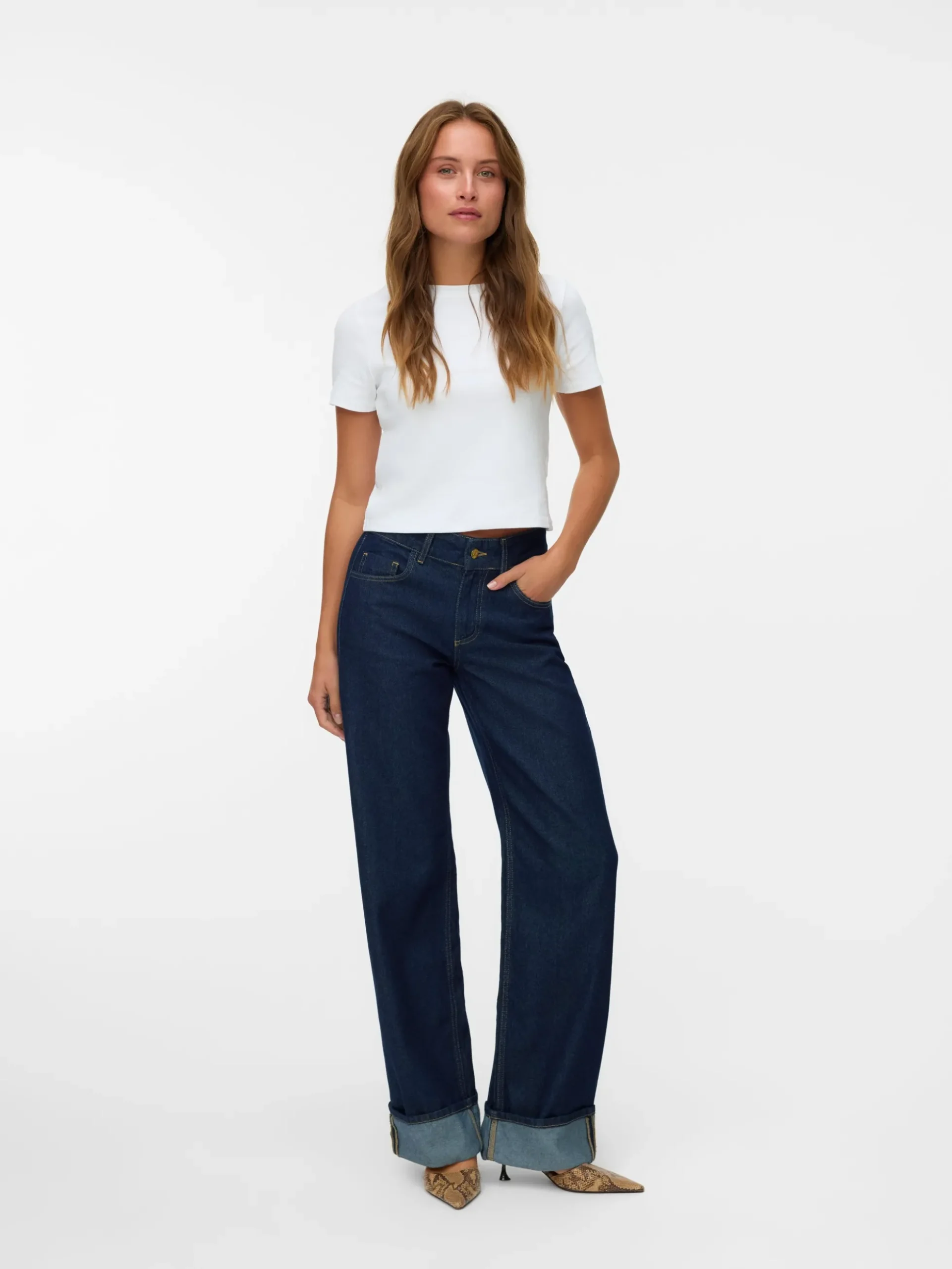 SNRANCY Mid Rise Weiter Beinschnitt Jeans