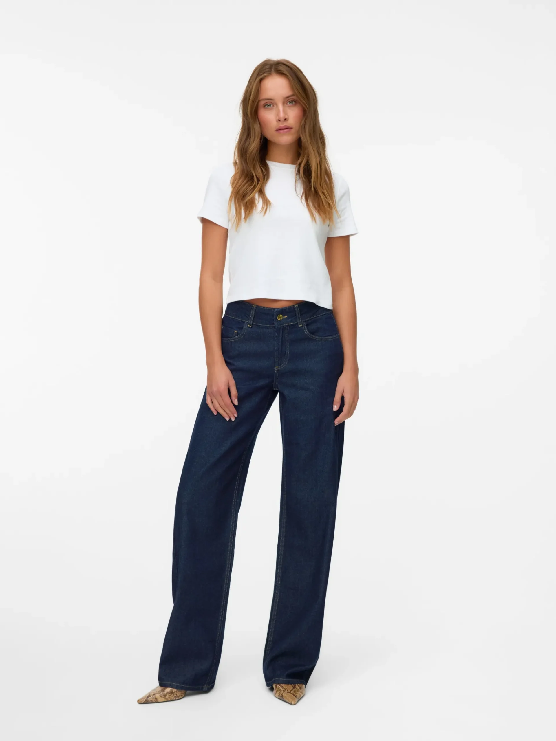 SNRANCY Mid Rise Weiter Beinschnitt Jeans
