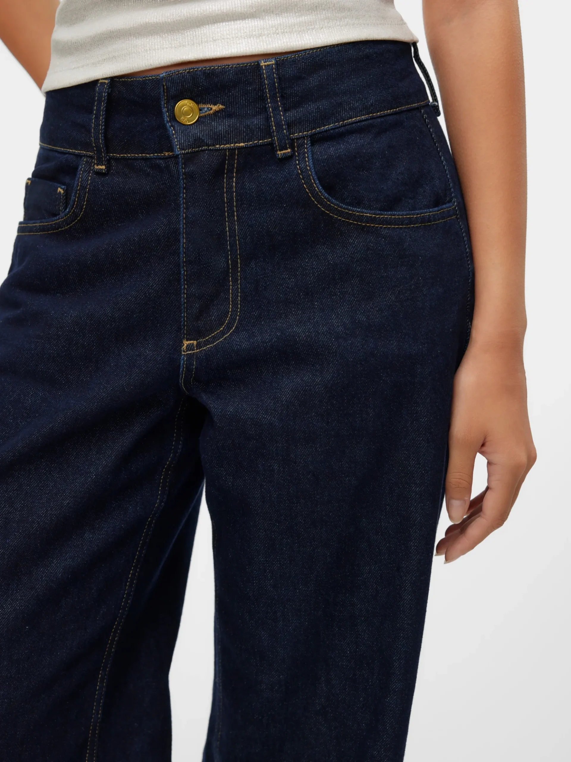 SNRANCY Mittlere Taille Weiter Beinschnitt Jeans