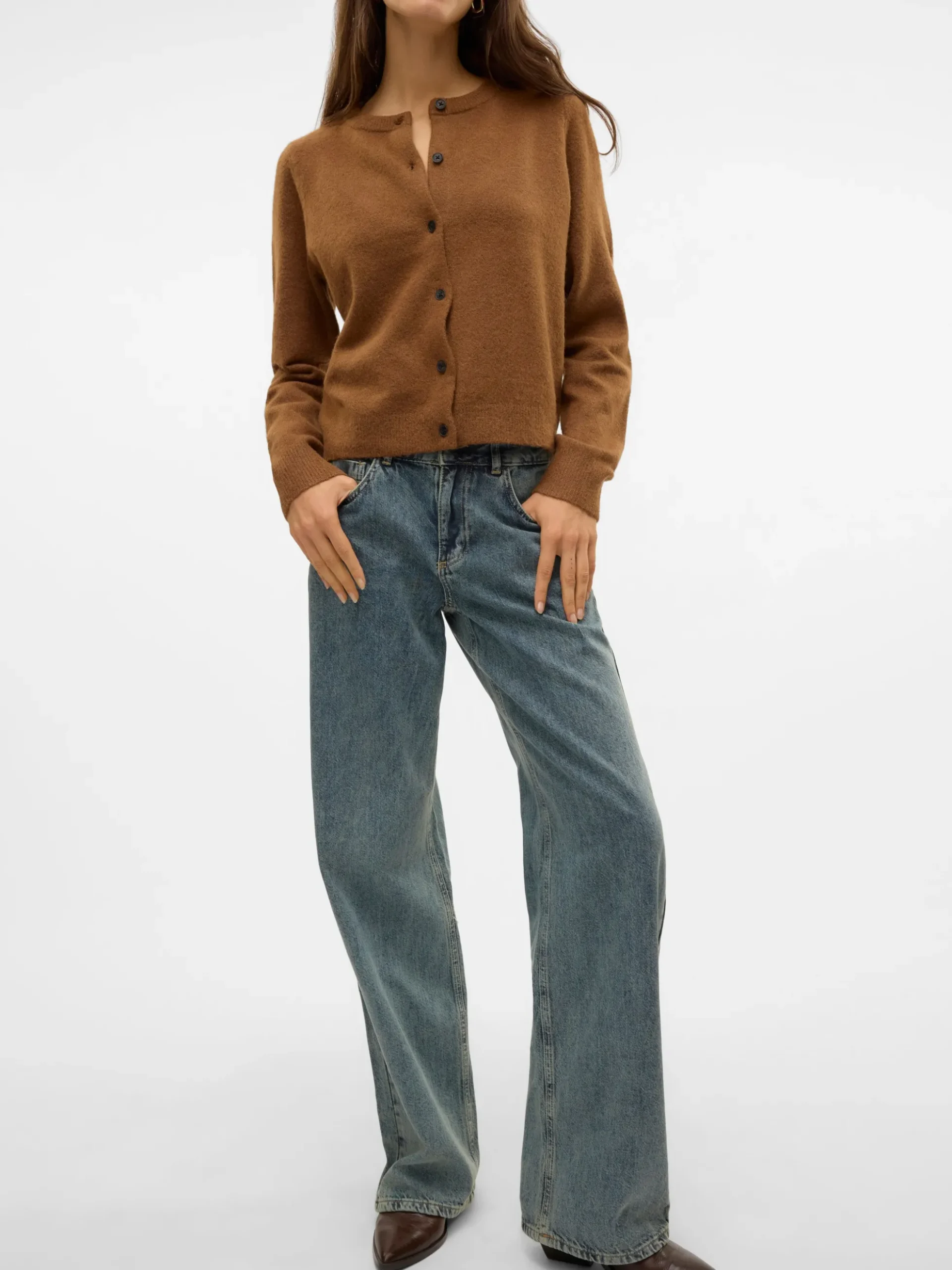 SNRANCY Mittlere Taille Weiter Beinschnitt Jeans