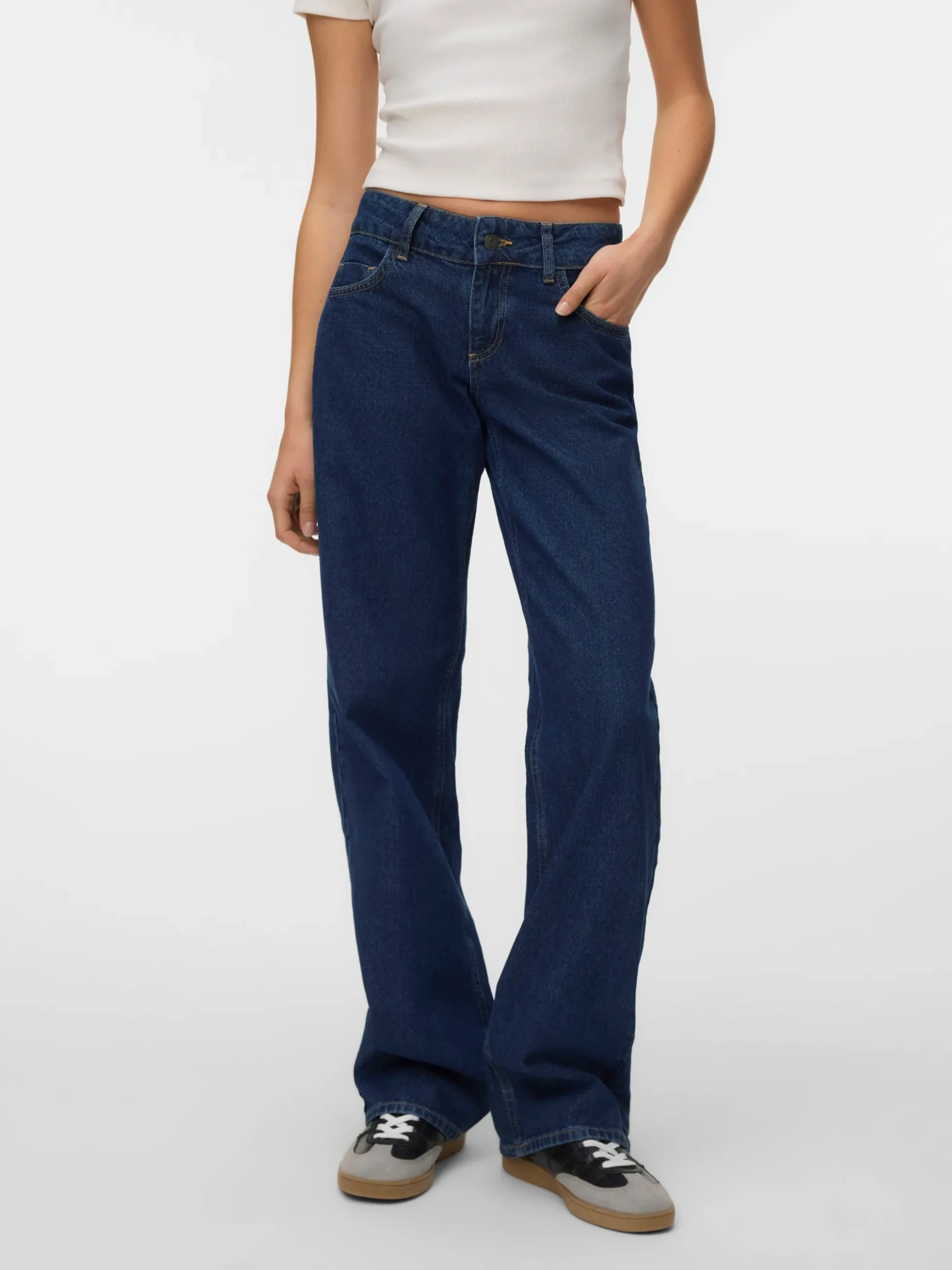 SNRANCY Niedrige Taille Weiter Beinschnitt Jeans