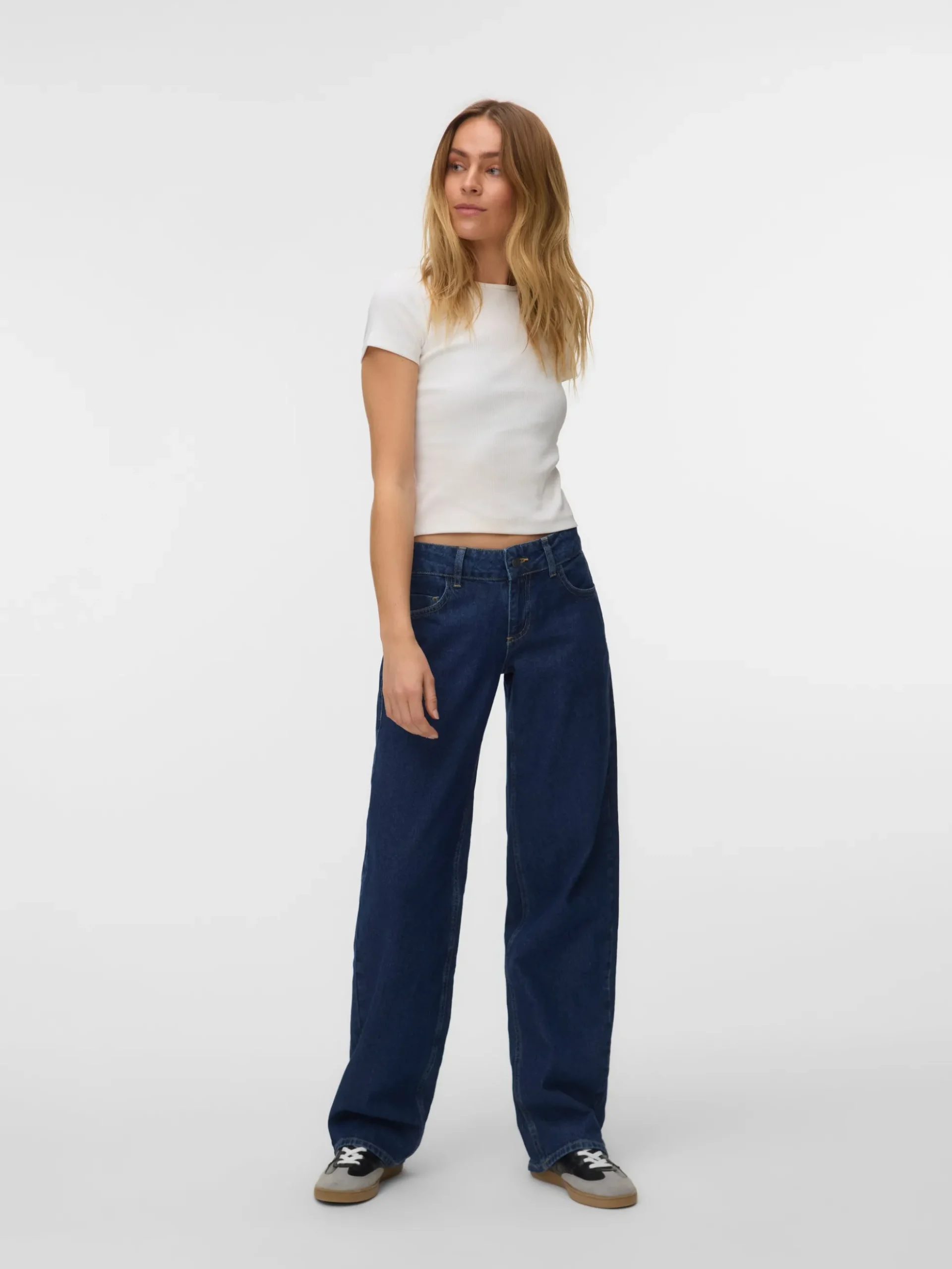 SNRANCY Niedrige Taille Weiter Beinschnitt Jeans