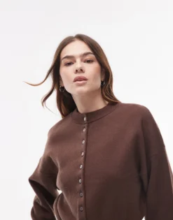 Topshop knitted compact fitted waist cardi