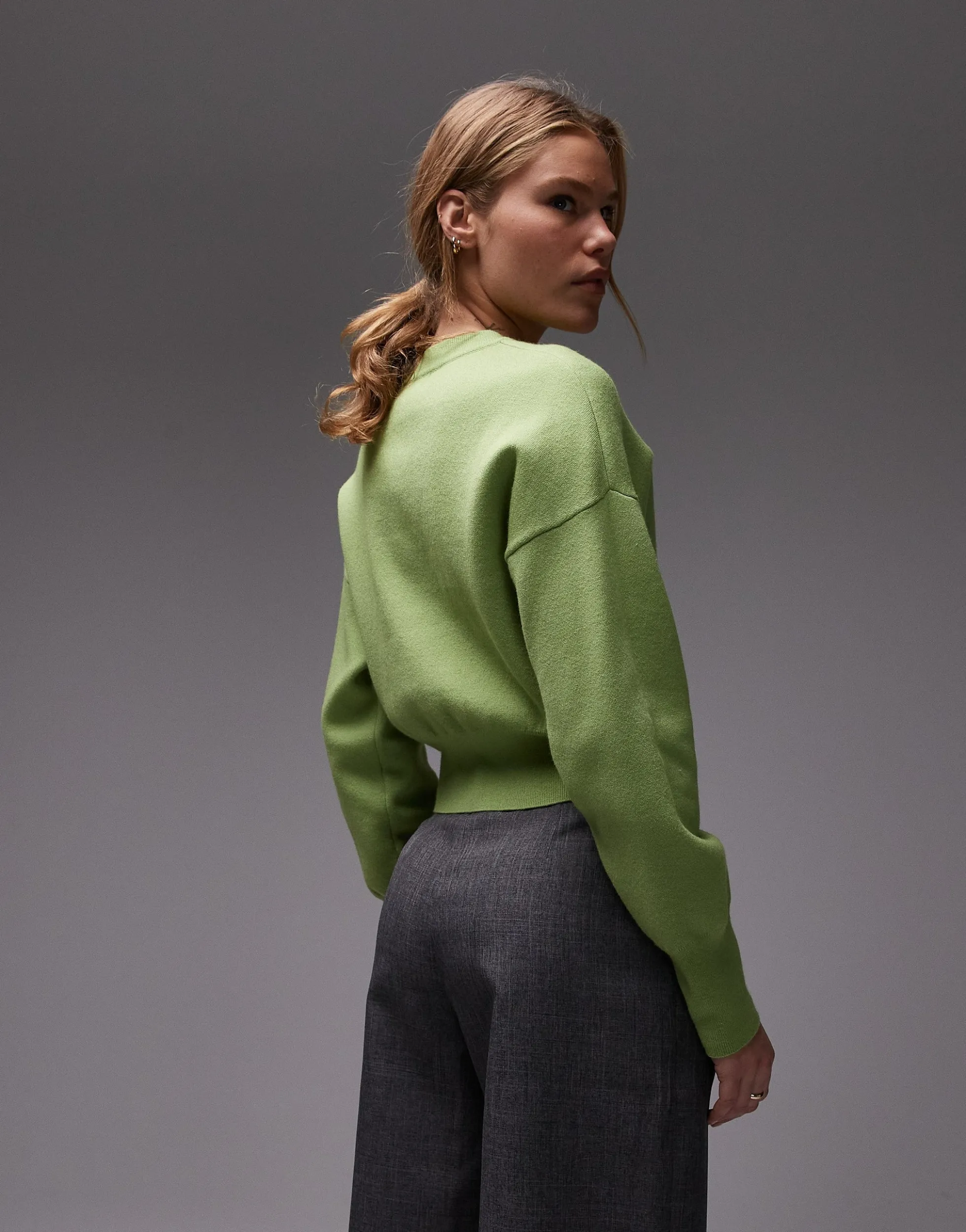 Topshop knitted compact fitted waist cardi