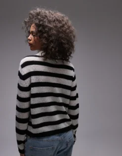 Topshop knitted light weight stripe polo