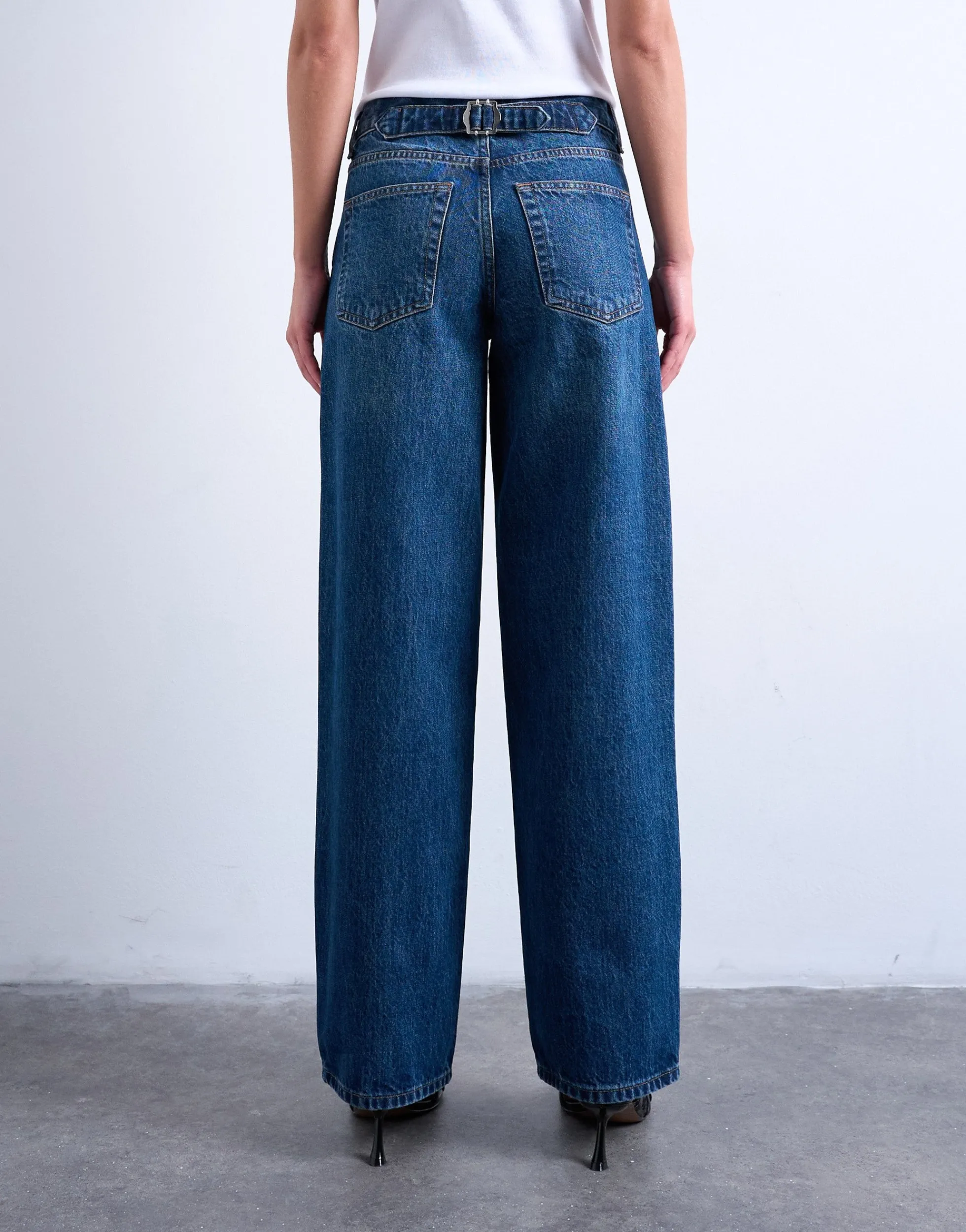 TSCINCH Niedrige Taille Weiter Beinschnitt Jeans