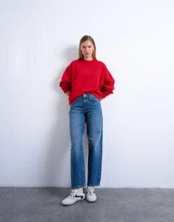 TSCINCH Niedrige Taille Weiter Beinschnitt Jeans