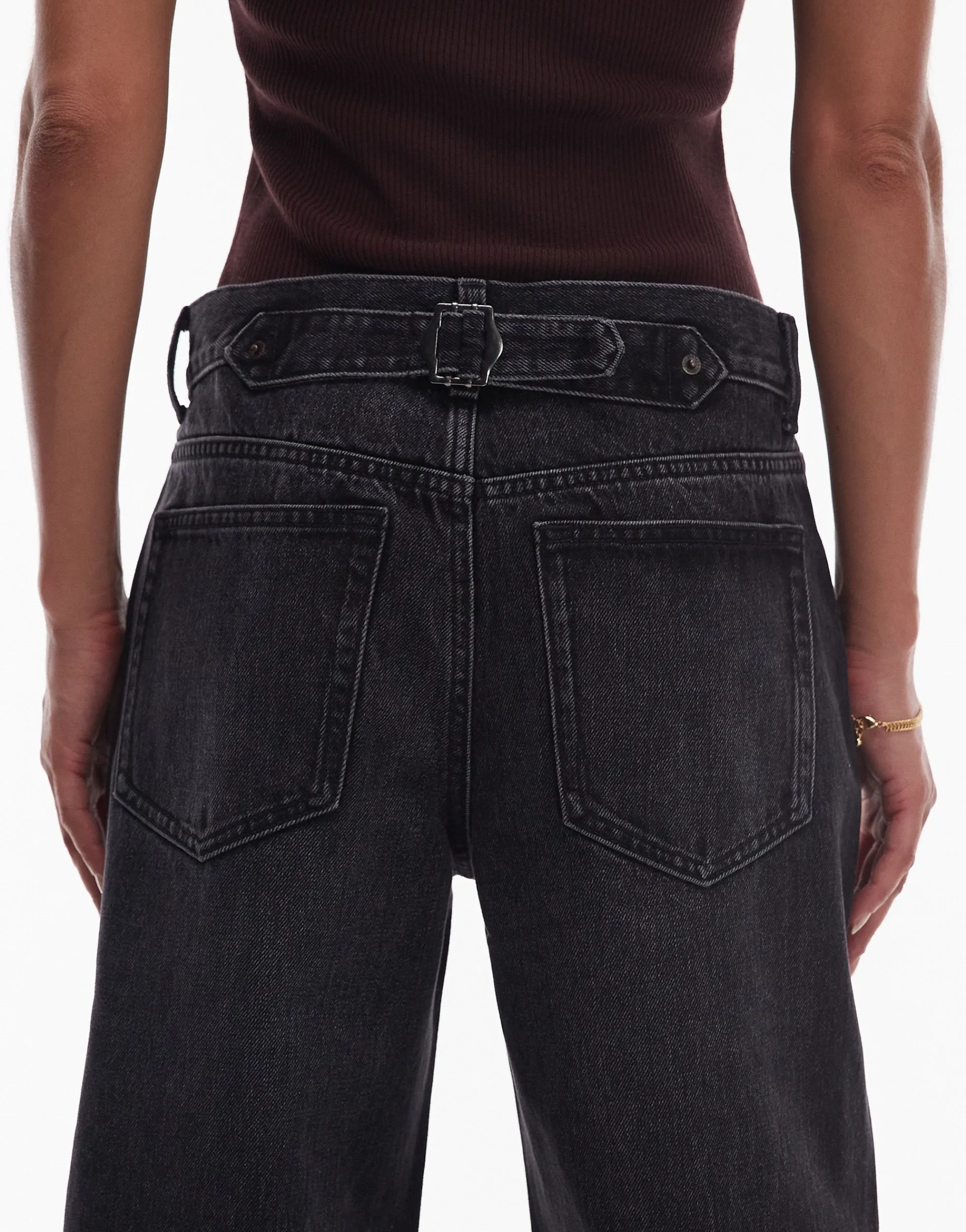 TSCINCH Niedrige Taille Weiter Beinschnitt Jeans