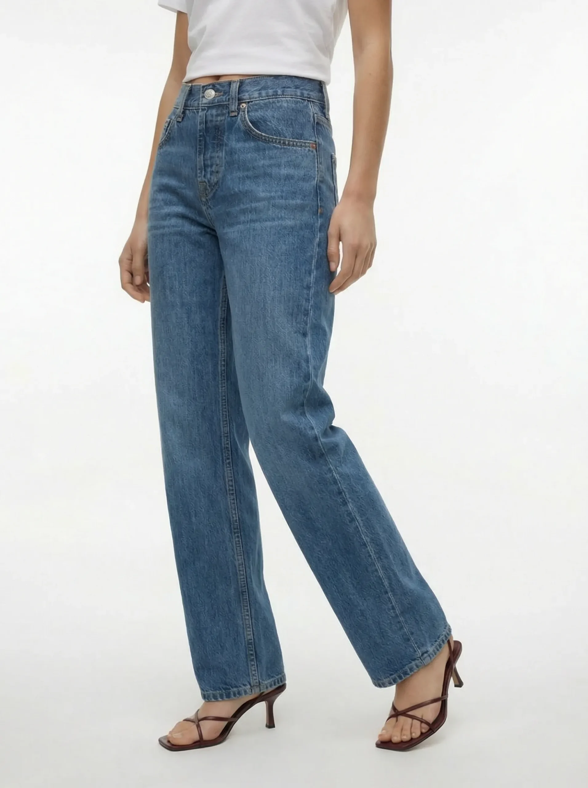 TSEMBER Niedrige Taille Weiter Beinschnitt Jeans