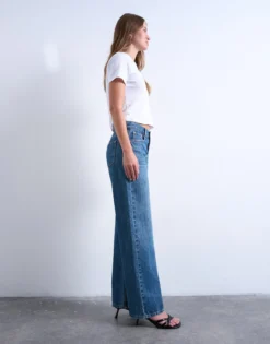 TSEMBER Niedrige Taille Weiter Beinschnitt Jeans