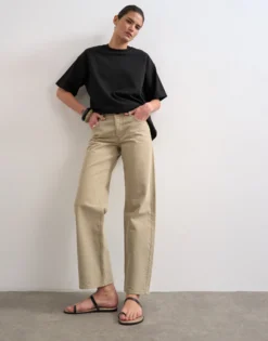 TSEMBER Niedrige Taille Weiter Beinschnitt Jeans