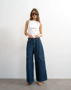 TSEVA Mid Rise Weiter Beinschnitt Jeans