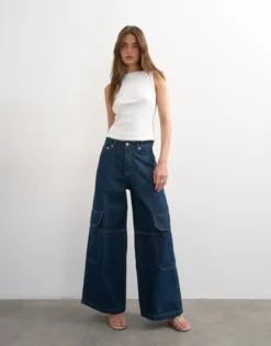 TSEVA Mid Rise Weiter Beinschnitt Jeans