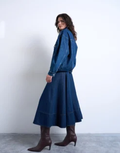 TSLEAH Hohe Taille Langer Rock