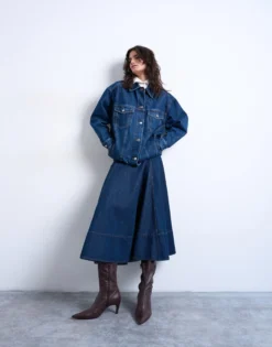 TSLEAH Hohe Taille Langer Rock
