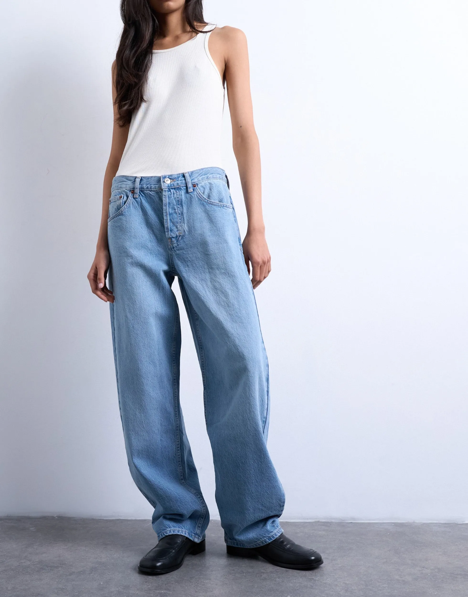 TSLOWRIE Niedrige Taille Baggy Fit Jeans