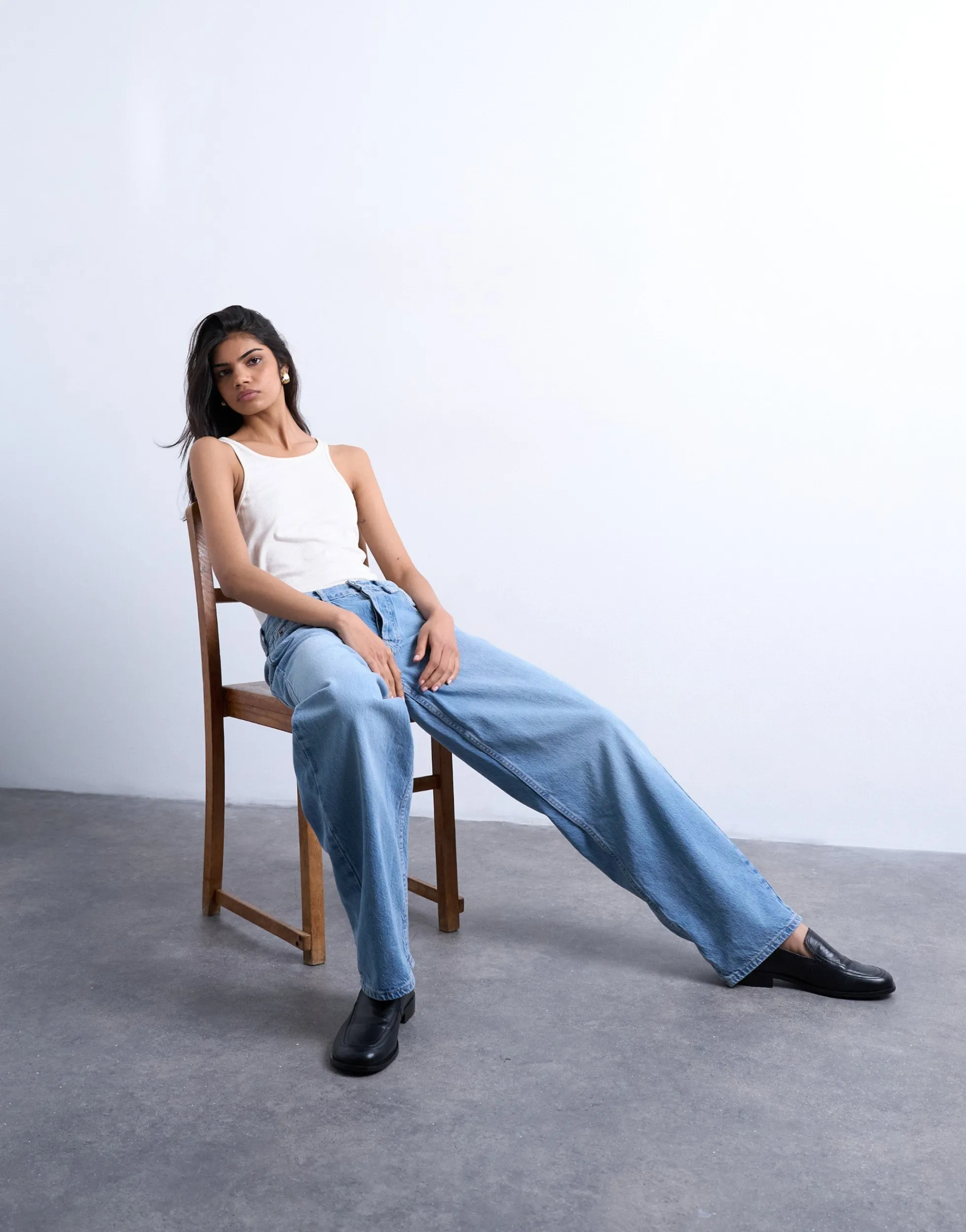 TSLOWRIE Niedrige Taille Baggy Fit Jeans