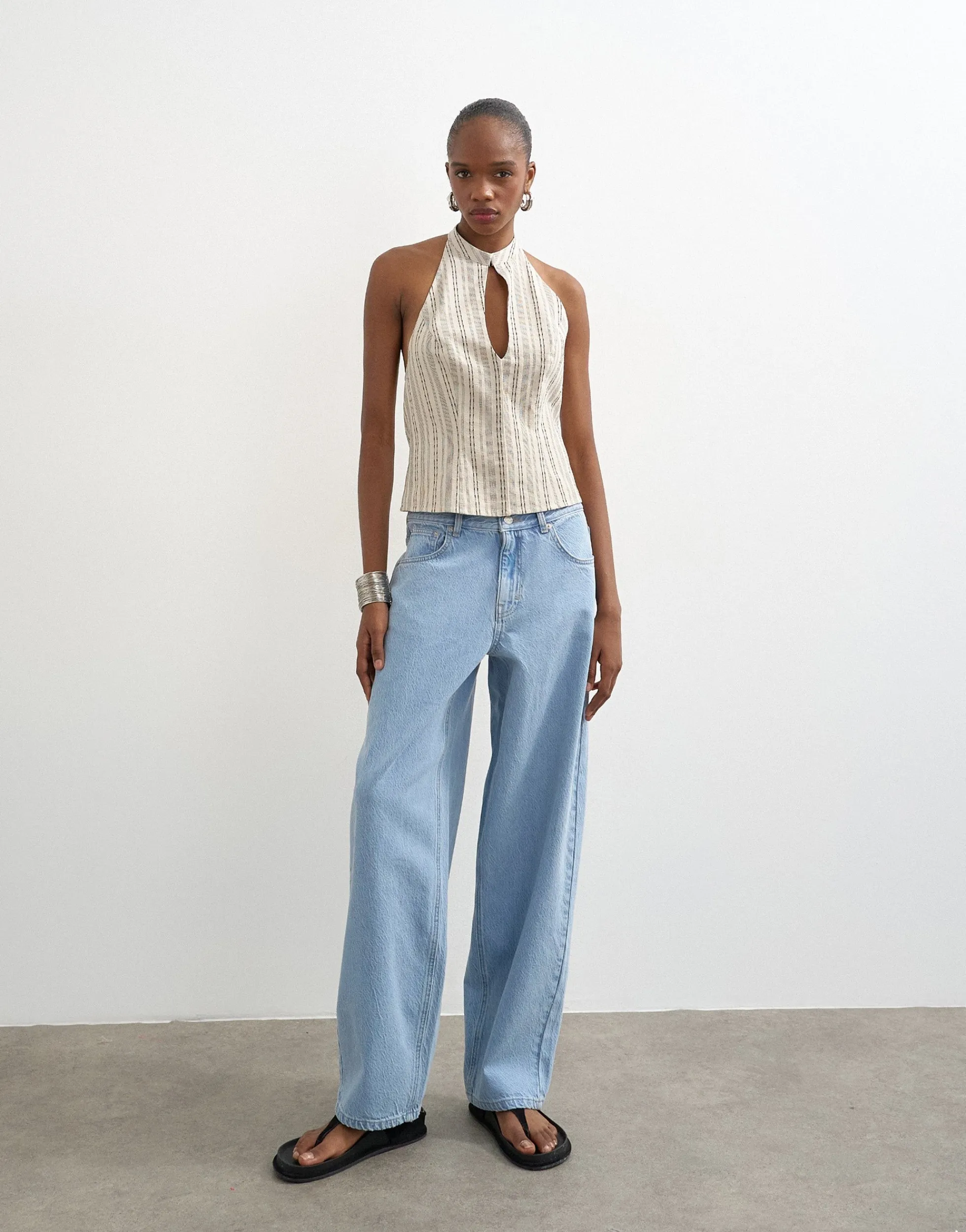 TSLOWRIE Niedrige Taille Baggy Fit Jeans