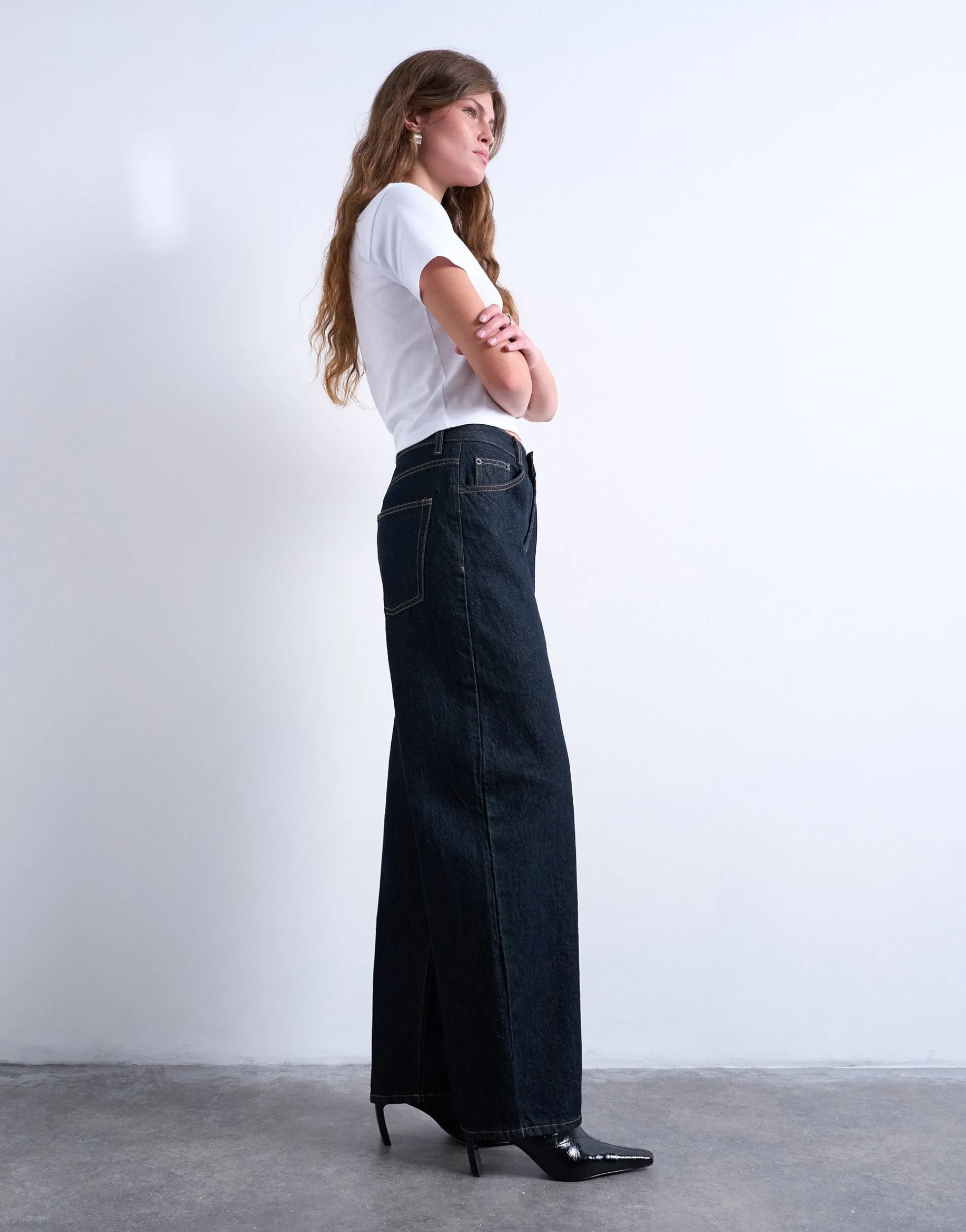 TSLOWRIE Niedrige Taille Baggy Fit Jeans