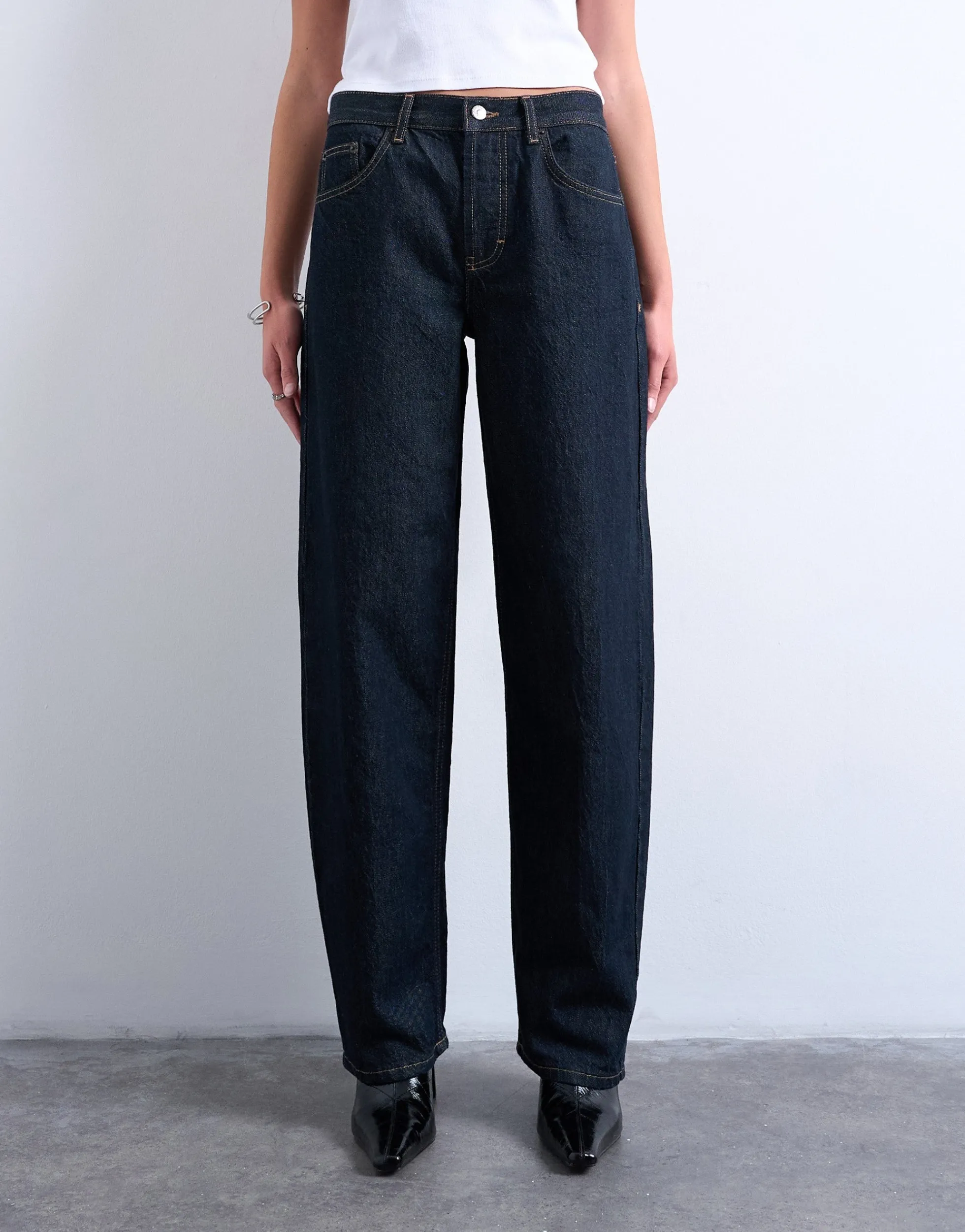 TSLOWRIE Niedrige Taille Baggy Fit Jeans