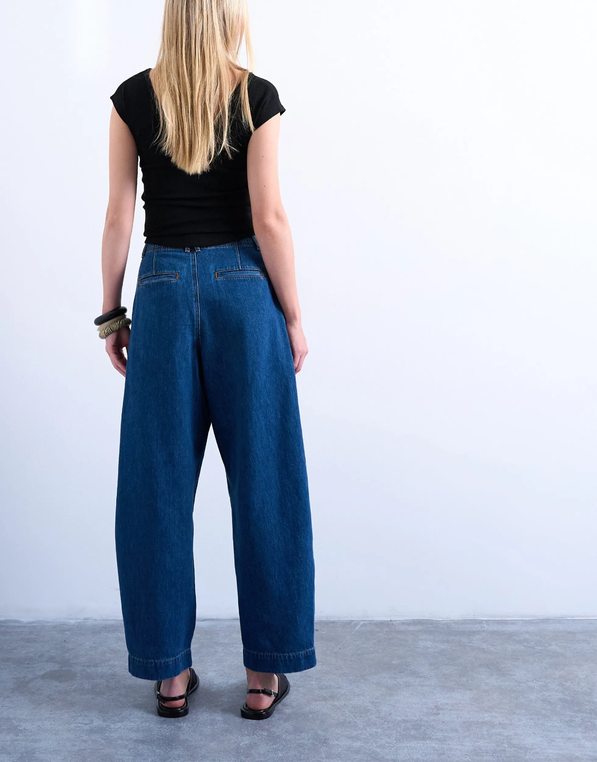 TSMARI Hohe Taille Weiter Beinschnitt Jeans