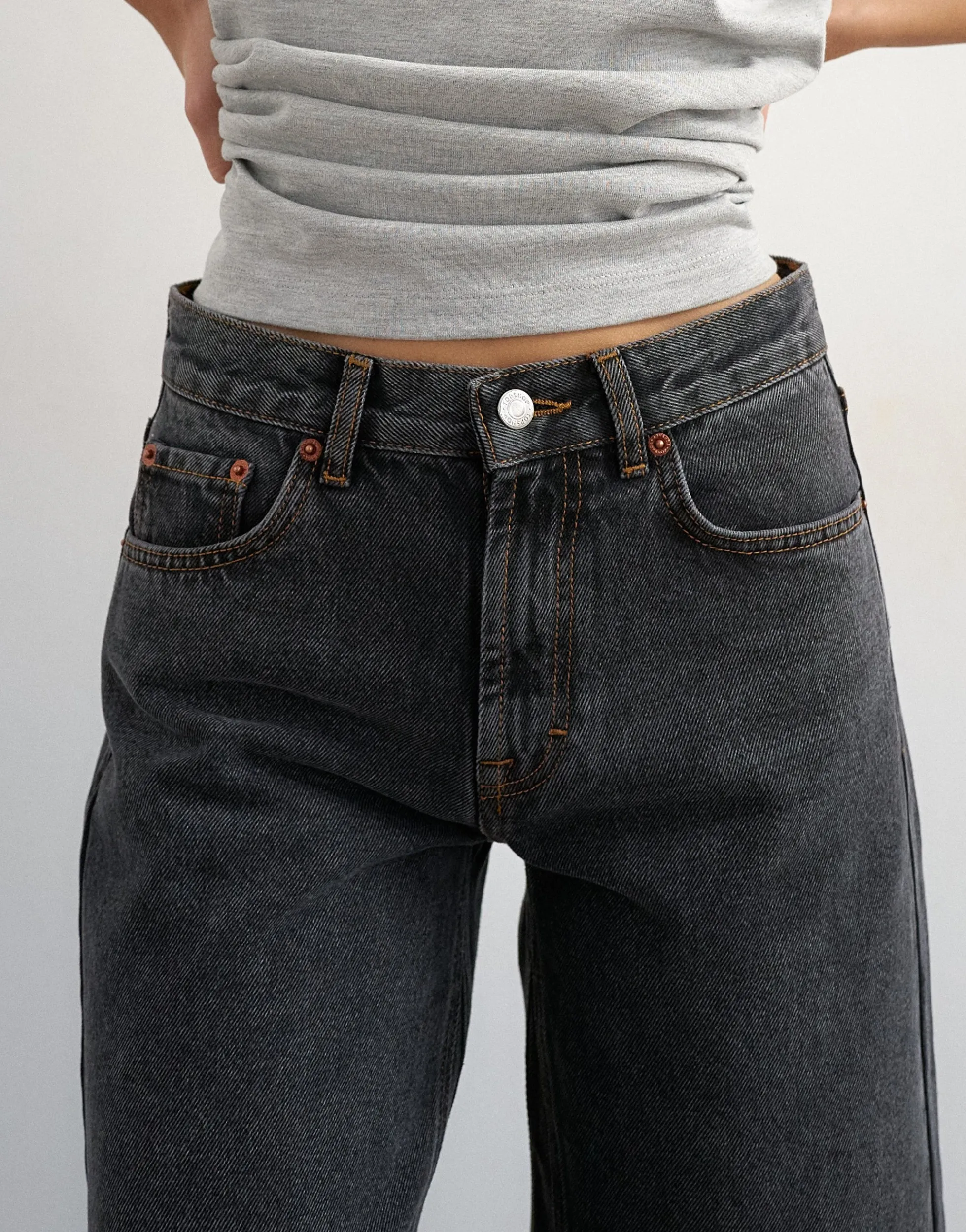 TSVERA Hohe Taille Weite Passform - kurz geschnitten Jeans