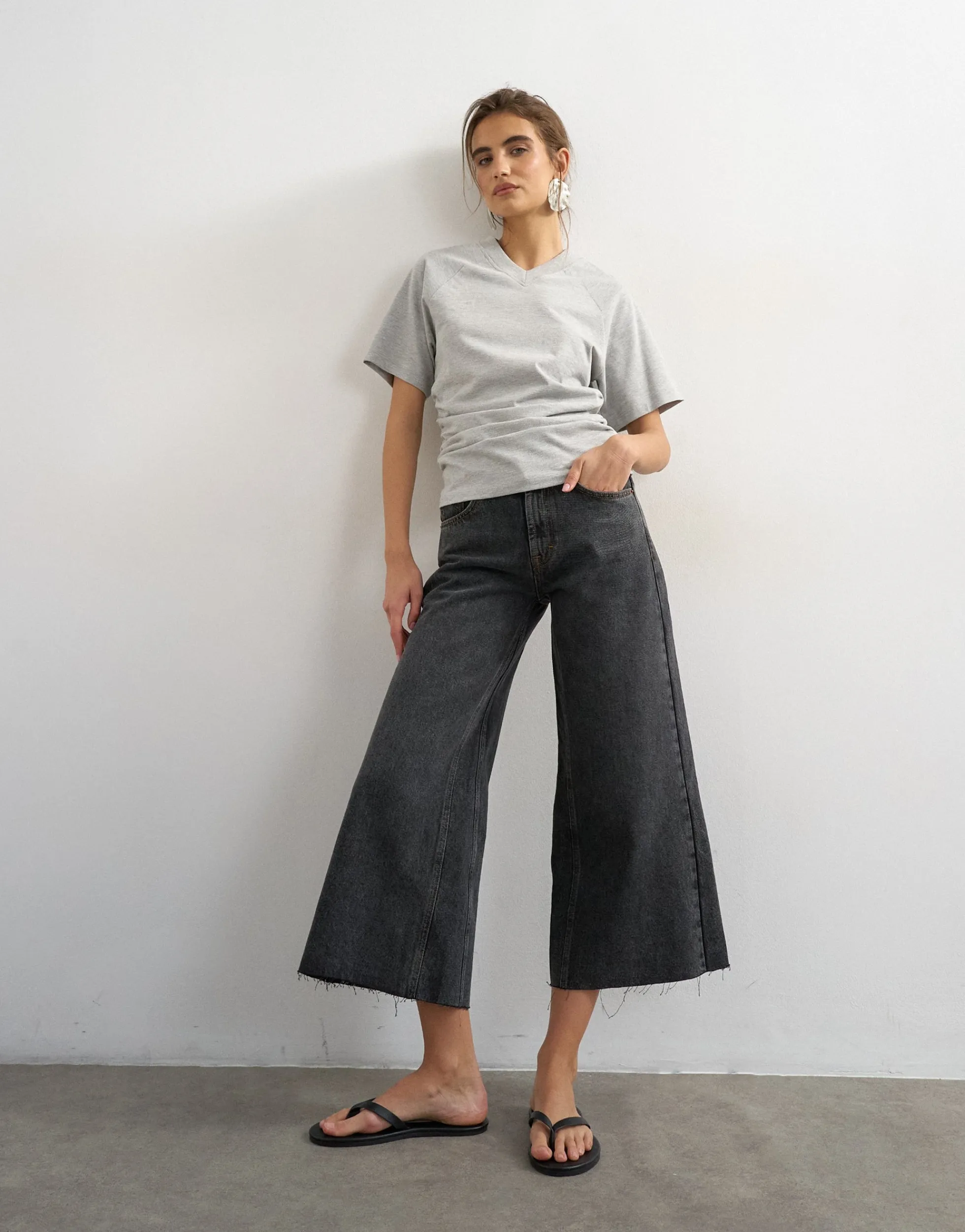 TSVERA Hohe Taille Weite Passform - kurz geschnitten Jeans