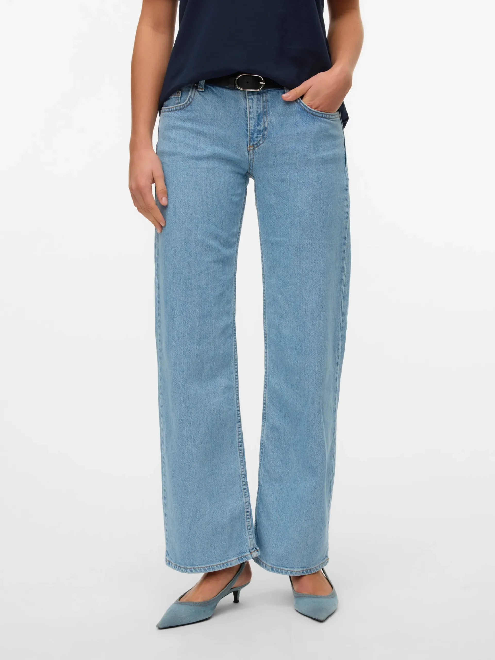 VMALEXIS Niedrige Taille Weite Passform - kurz geschnitten Jeans