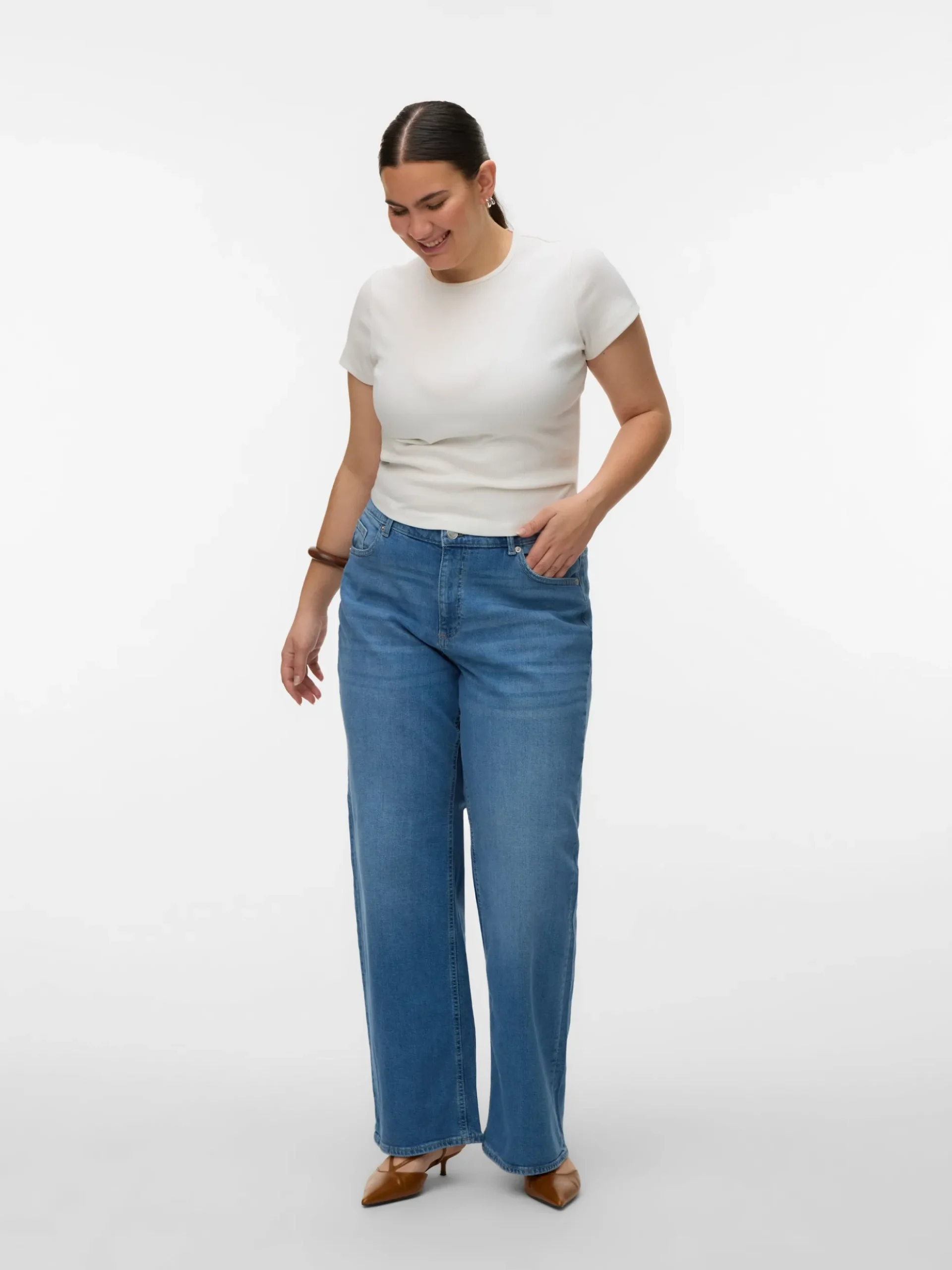 VMCTESSA-STRETCH Hohe Taille Weiter Beinschnitt Jeans