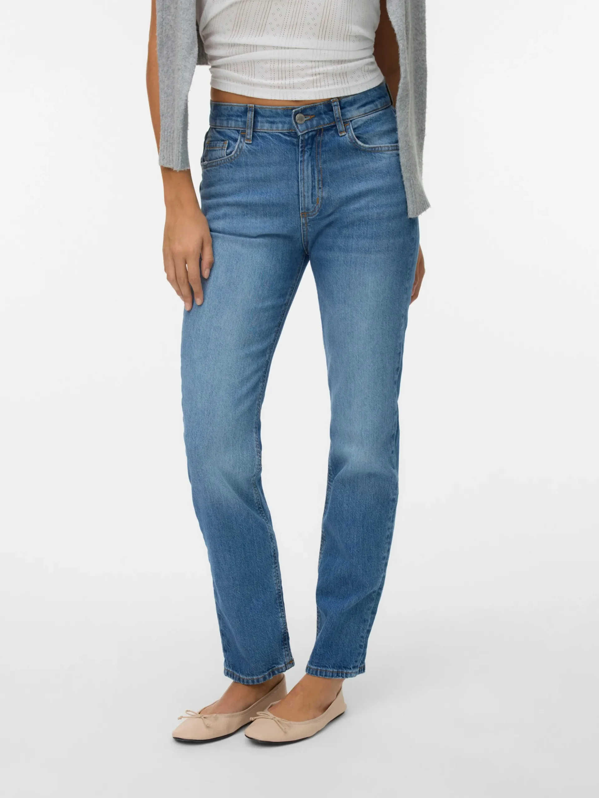 VMELIA Hohe Taille Gerade geschnitten Jeans