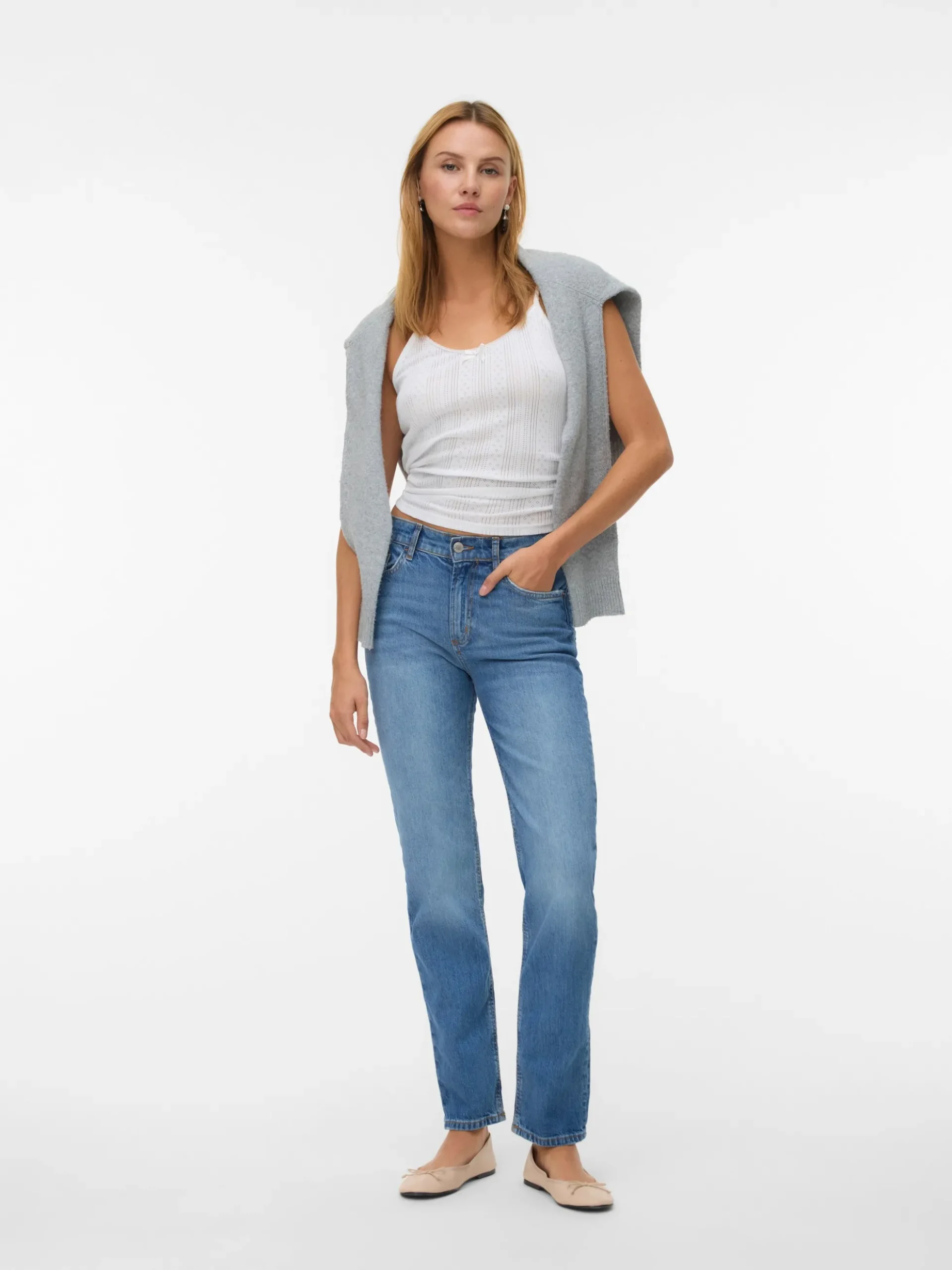 VMELIA Hohe Taille Gerade geschnitten Jeans