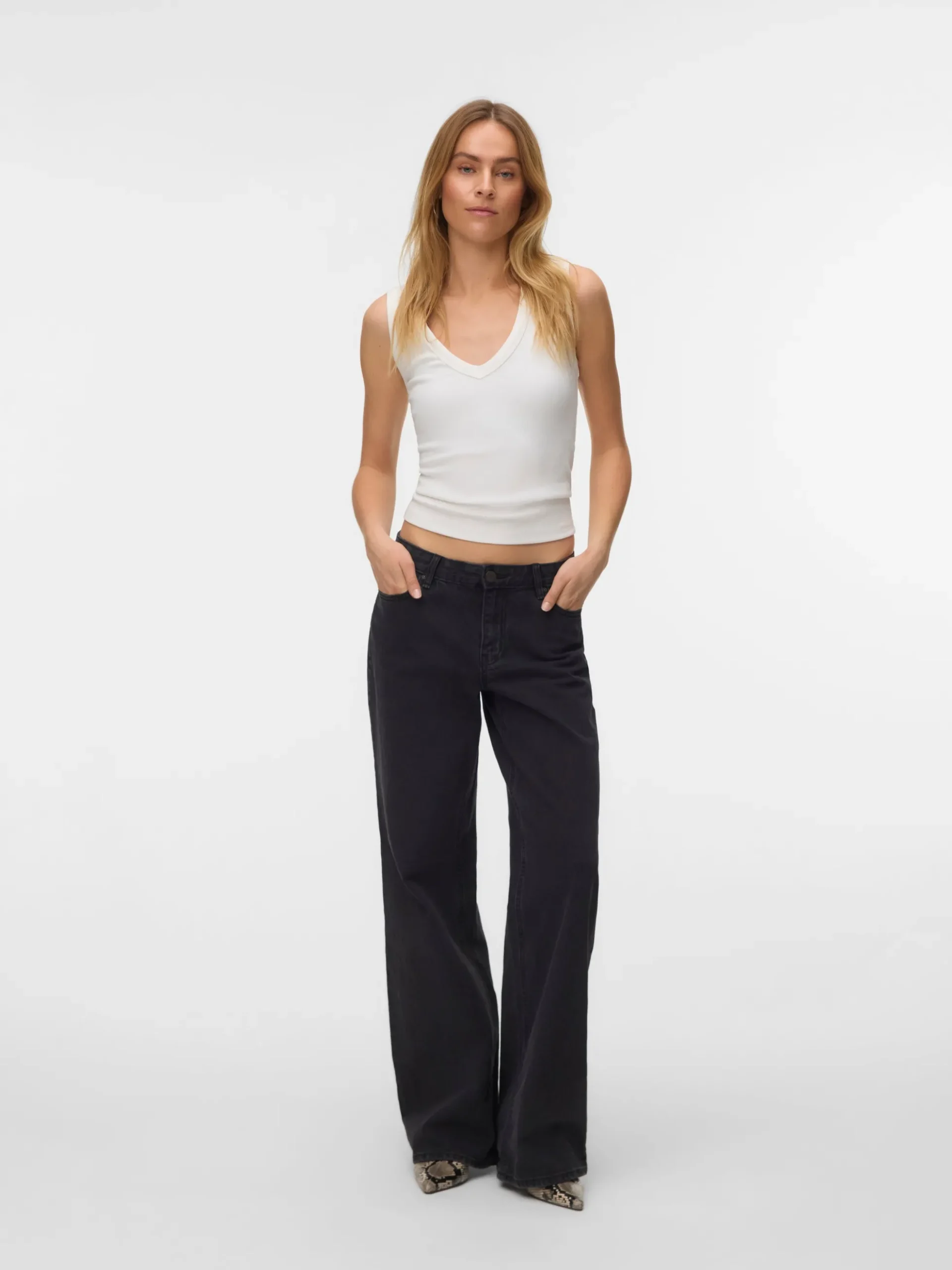 VMFAYE Niedrige Taille Weiter Beinschnitt Jeans