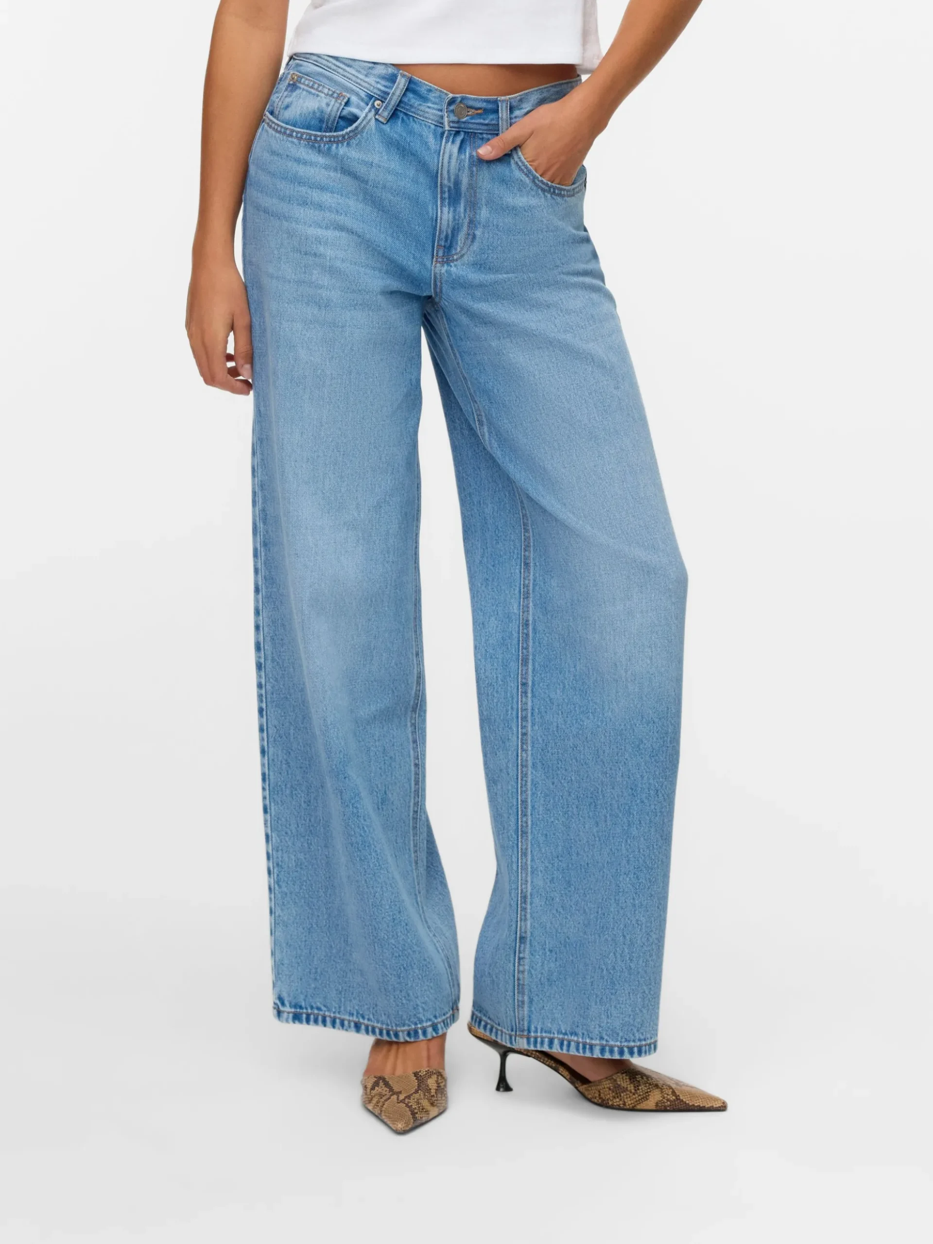 VMLULLU Niedrige Taille Weiter Beinschnitt Jeans