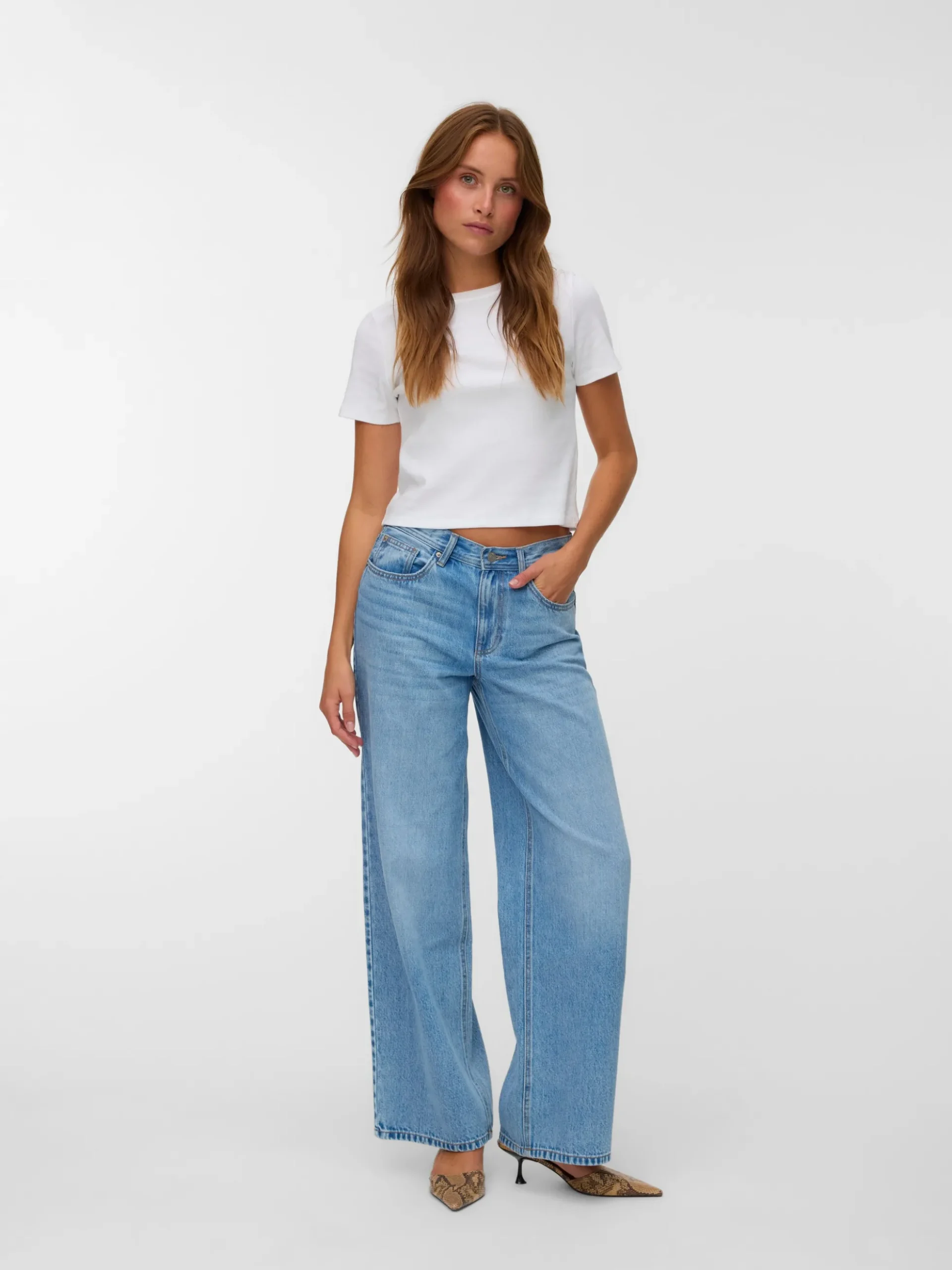 VMLULLU Niedrige Taille Weiter Beinschnitt Jeans