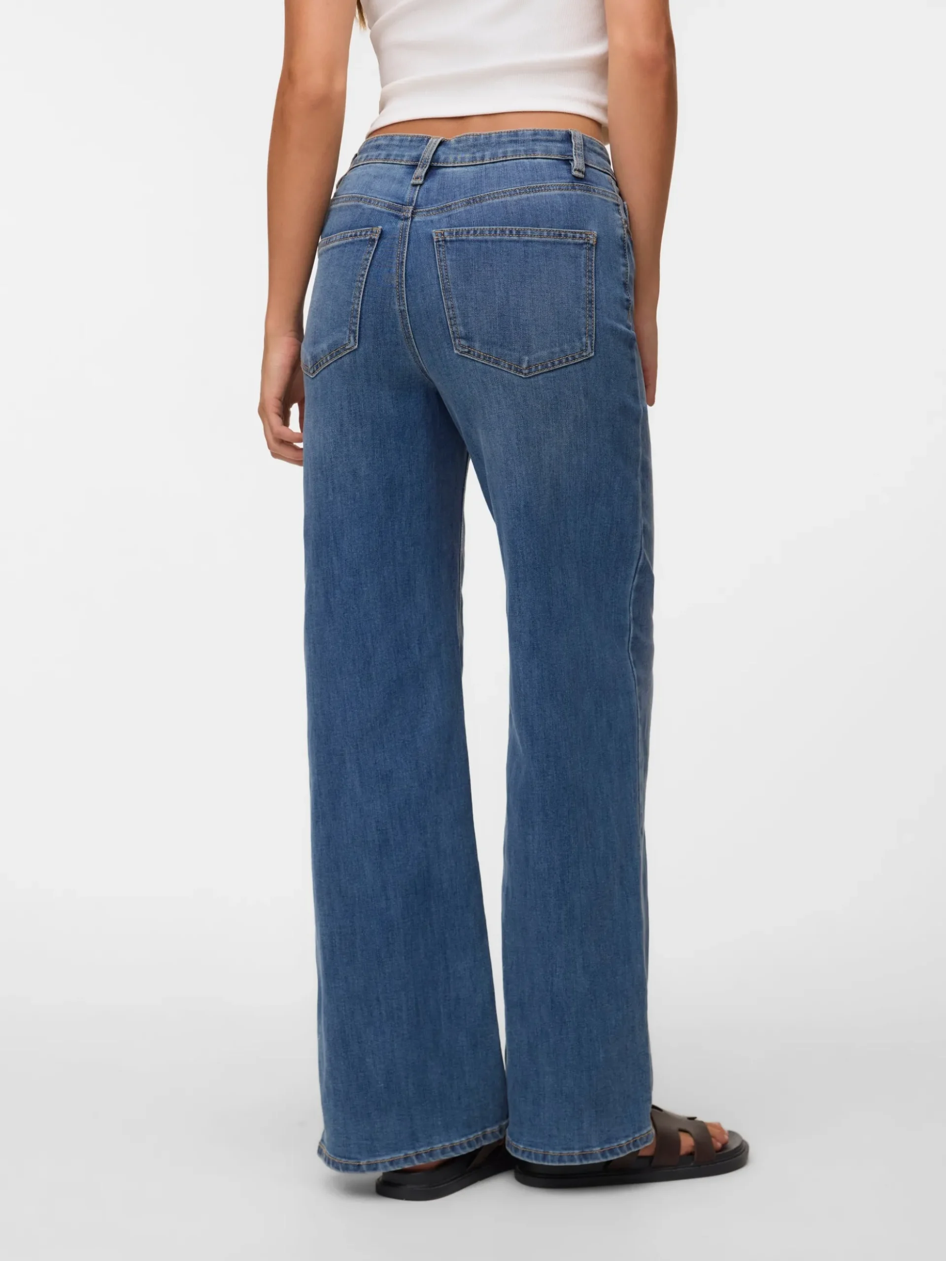 VMOLIVIA Hohe Taille Weiter Beinschnitt Jeans