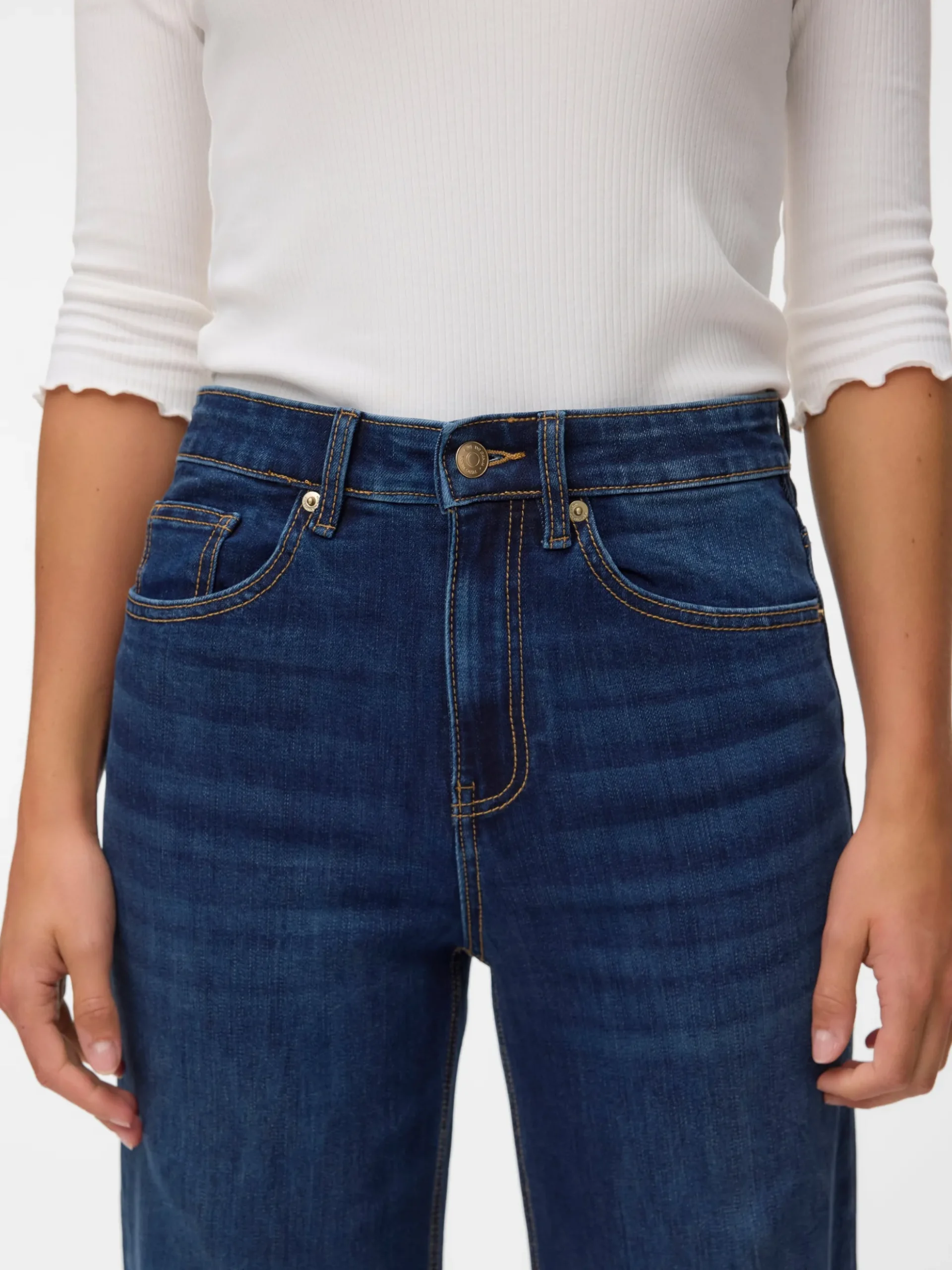 VMOLIVIA Hohe Taille Weiter Beinschnitt Jeans