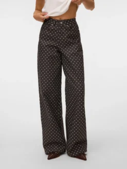 VMRAE Hohe Taille Weiter Beinschnitt Jeans