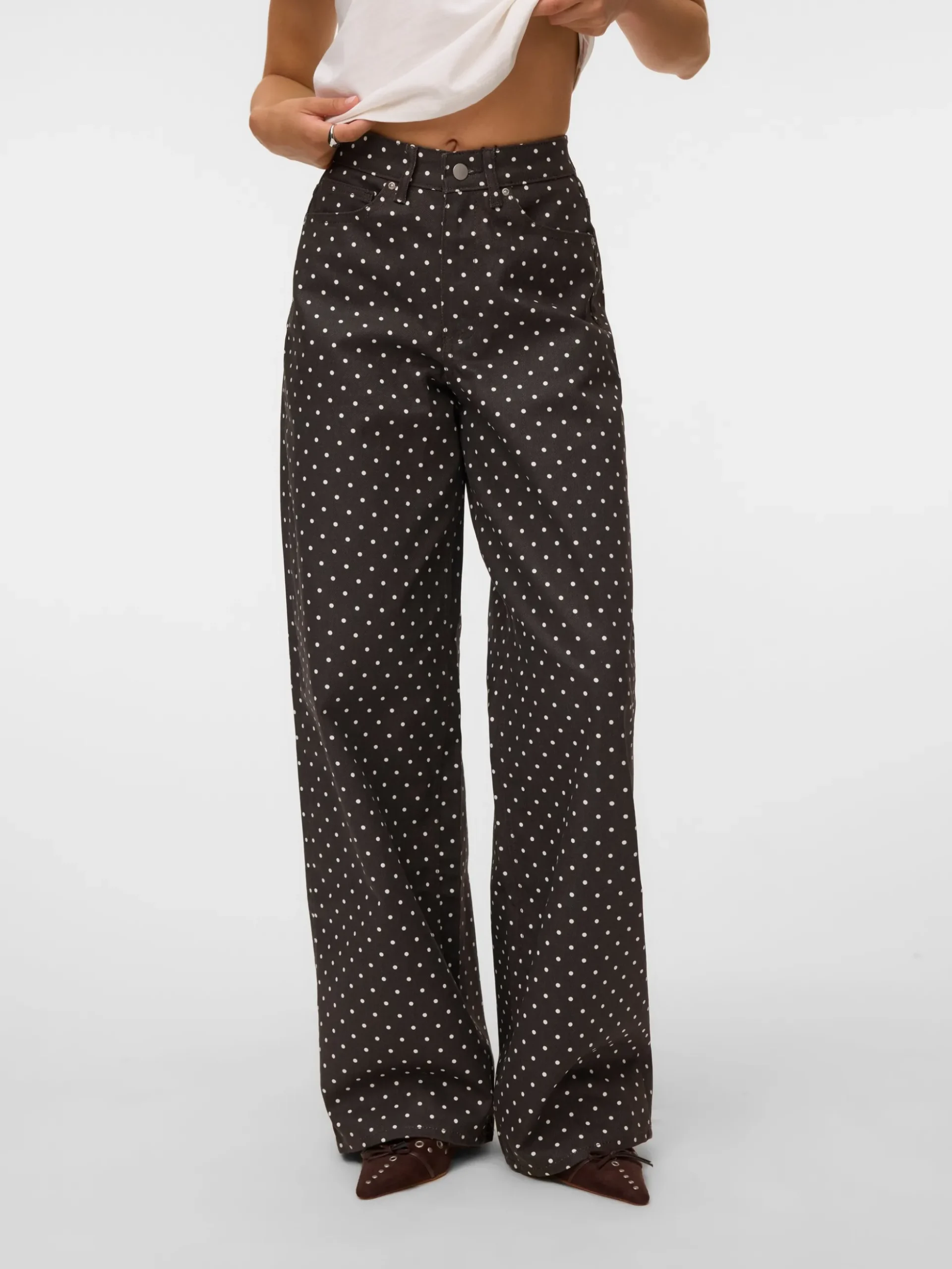 VMRAE Hohe Taille Weiter Beinschnitt Jeans