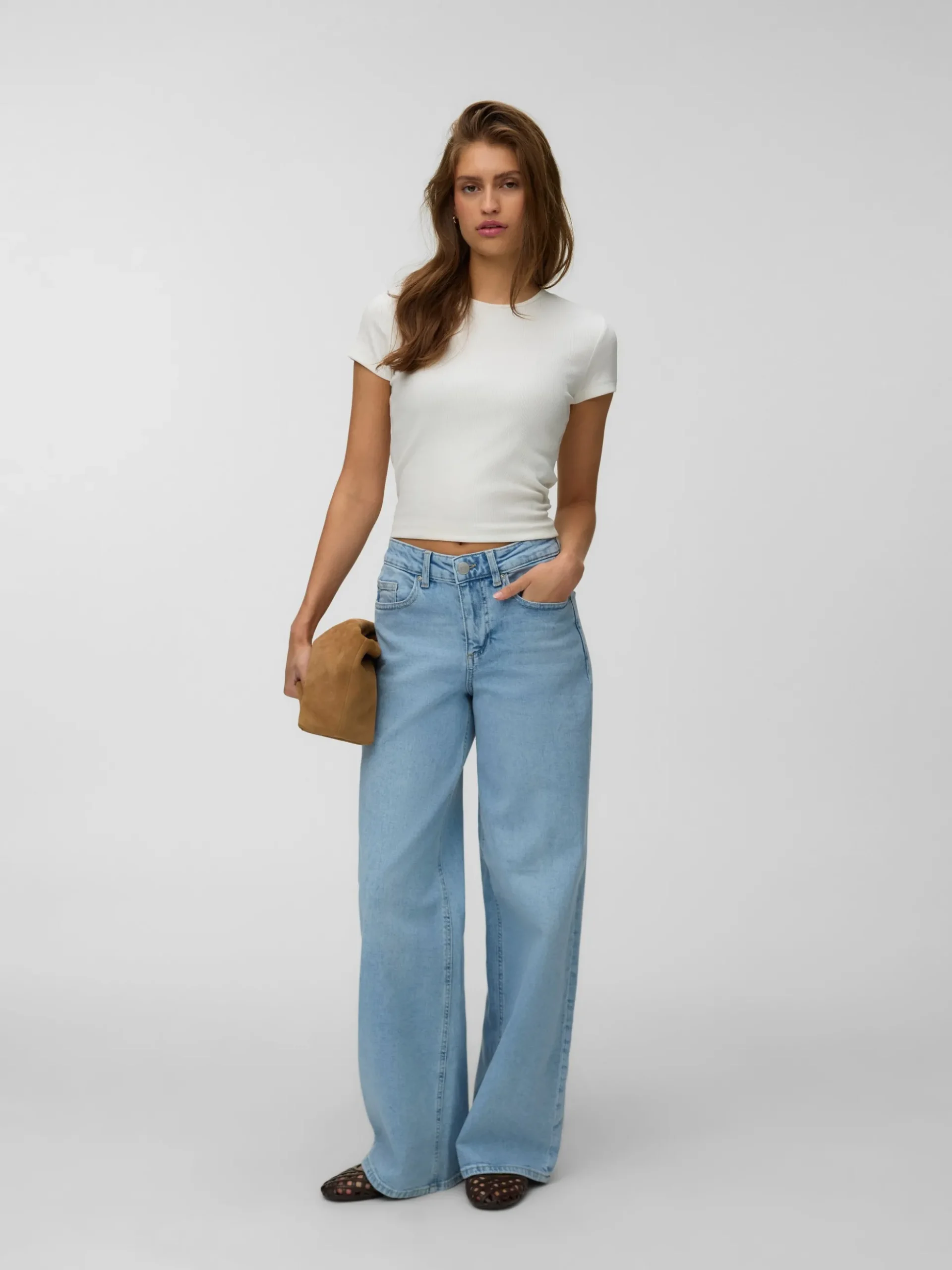 VMSANDIE-STRETCH Mid Rise Weite Passform - kurz geschnitten Jeans