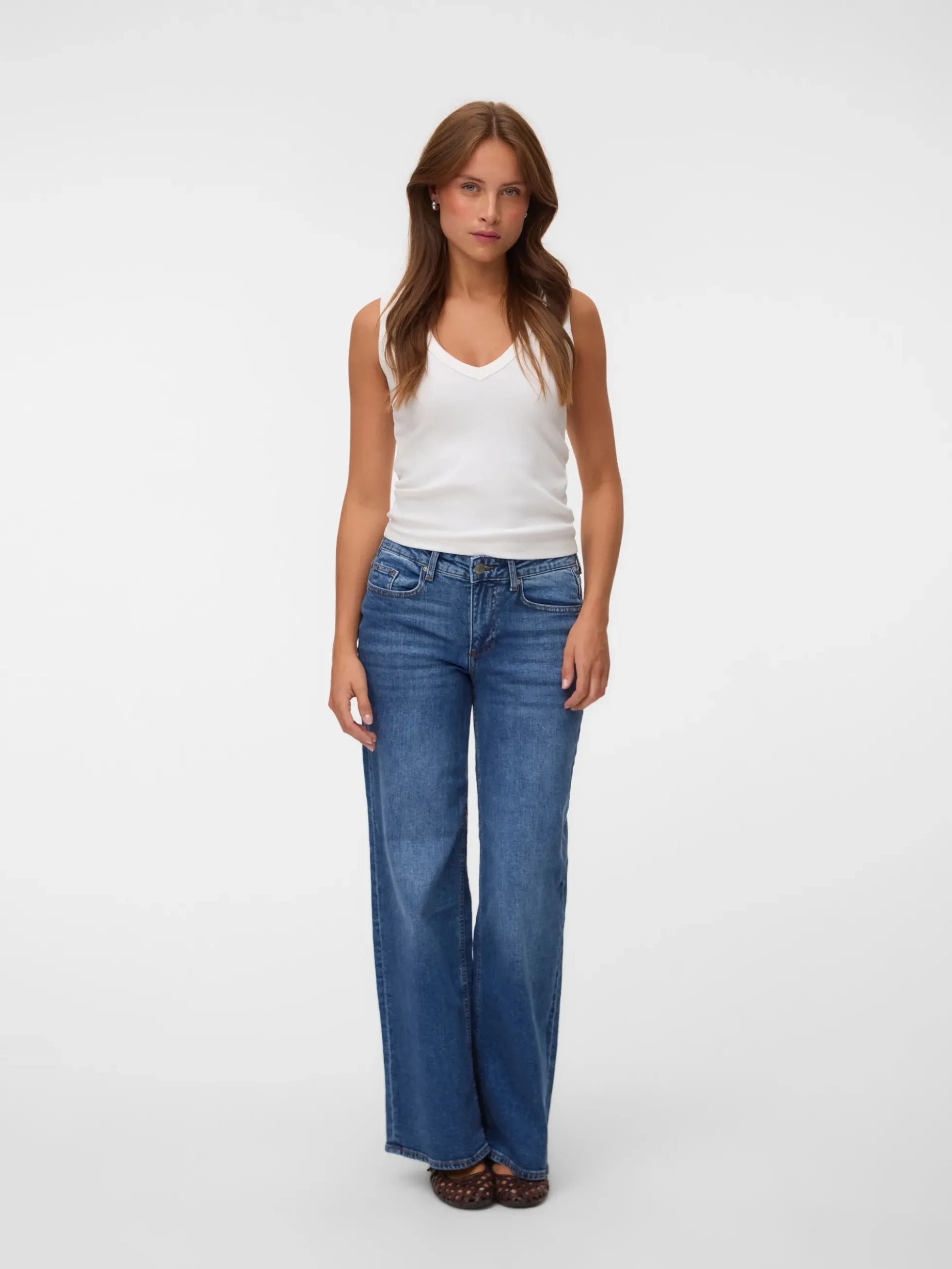 VMSANDIE-STRETCH Mid Rise Weite Passform - kurz geschnitten Jeans