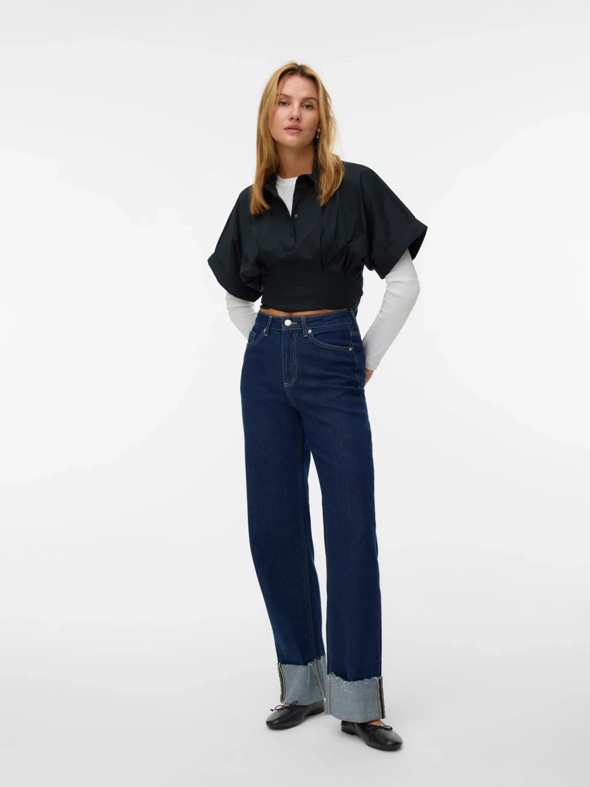 VMTESSA Hohe Taille Weite Passform - kurz geschnitten Jeans