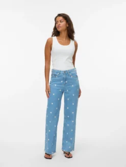 VMTESSA Hohe Taille Weite Passform - kurz geschnitten Jeans