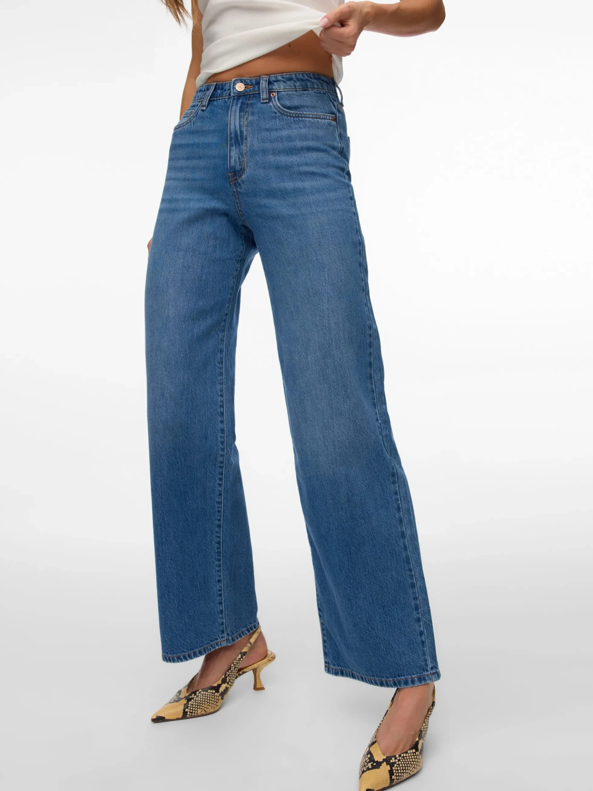 VMVEGA Hohe Taille Weiter Beinschnitt Jeans
