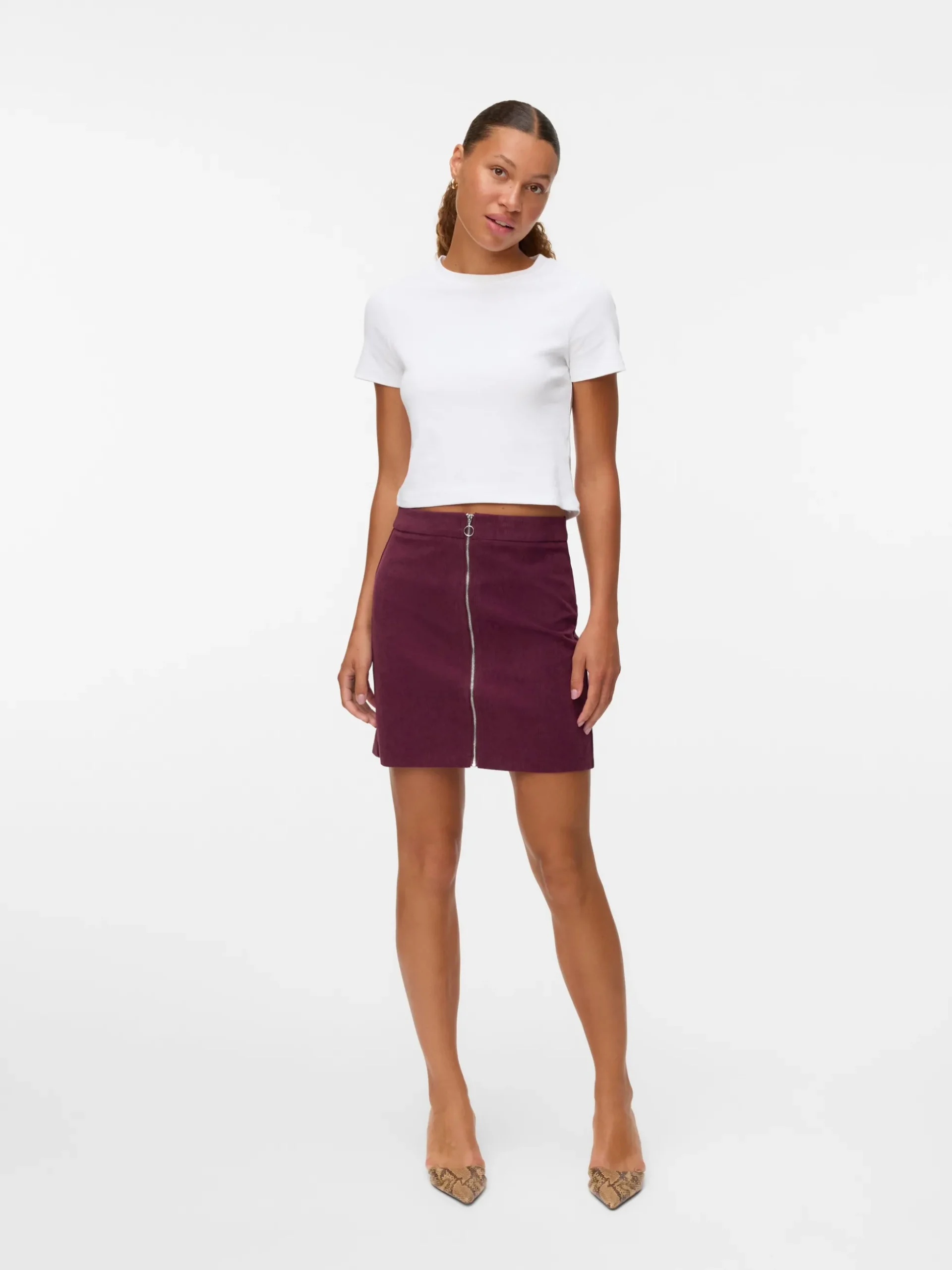 VMVIENNA Hohe Taille Cord Midirock