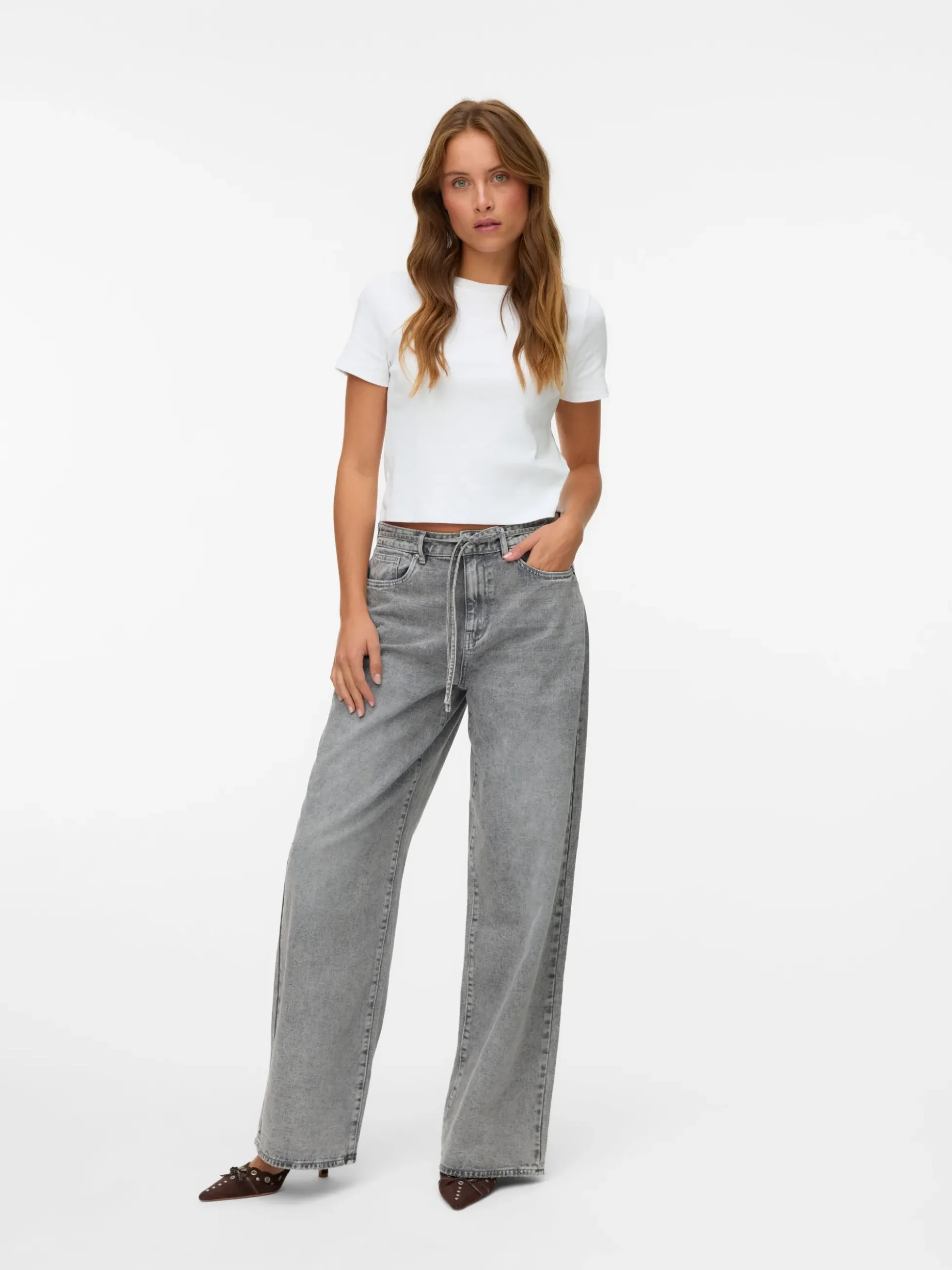 VMWIEN Mid Rise Weiter Beinschnitt Jeans