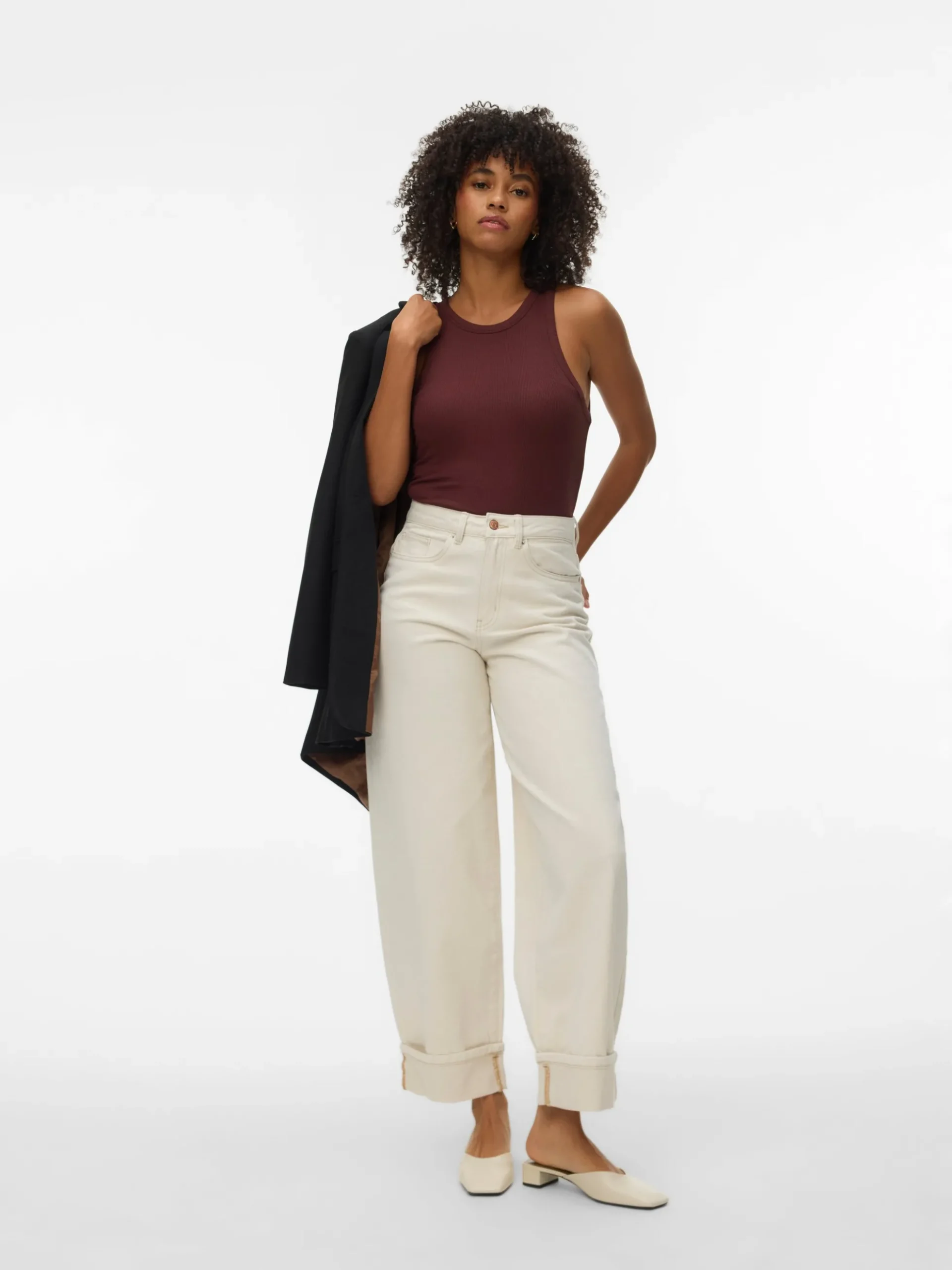 VMZELDA Hohe Taille Weiter Beinschnitt Jeans